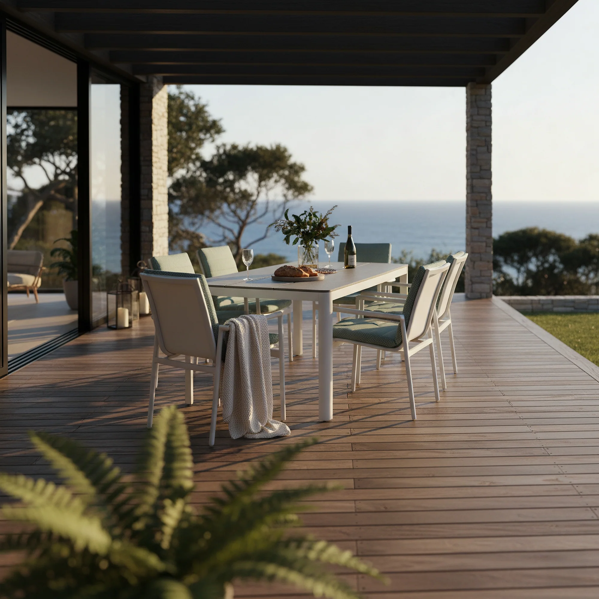 Astro 2pc Set Outdoor Dining Chair Aluminium Frame Textilene Seat White Green - Image 3
