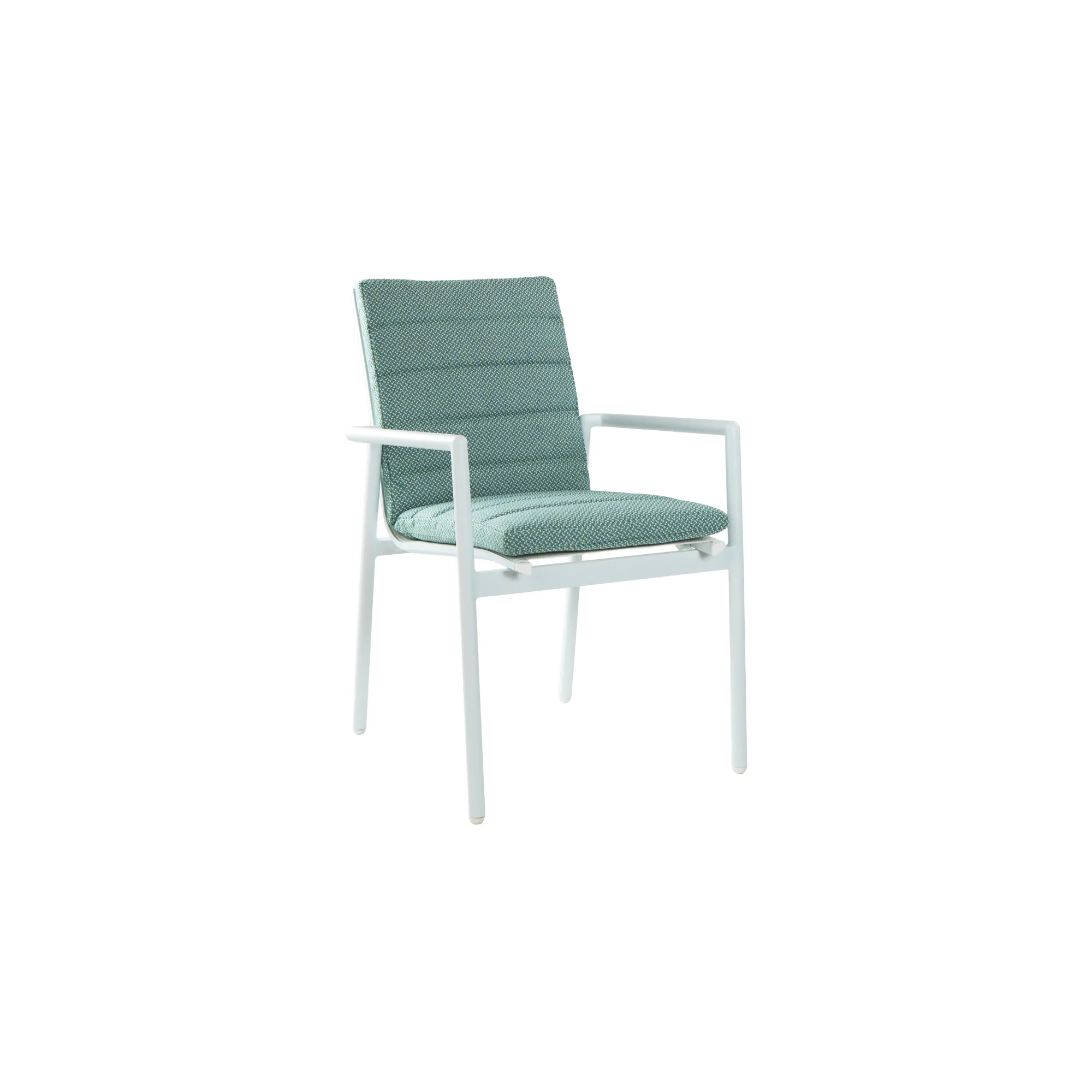 Astro 2pc Set Outdoor Dining Chair Aluminium Frame Textilene Seat White Green - Image 5