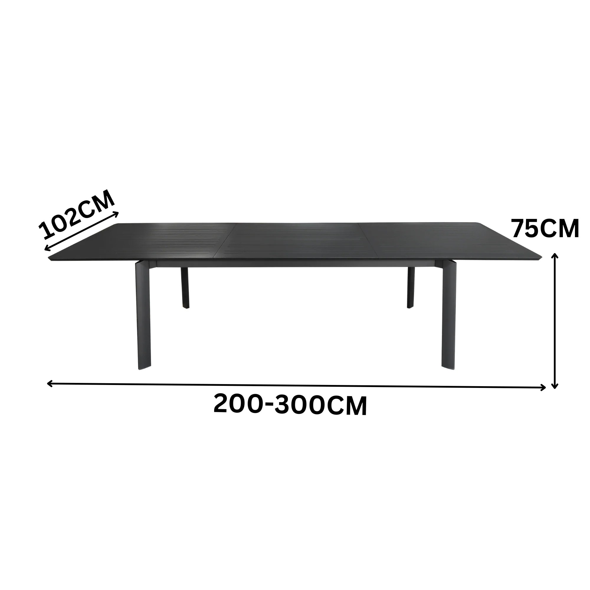 Ataman 200-300cm Extension Aluminium Outdoor Dining Table Dark Grey - Image 3