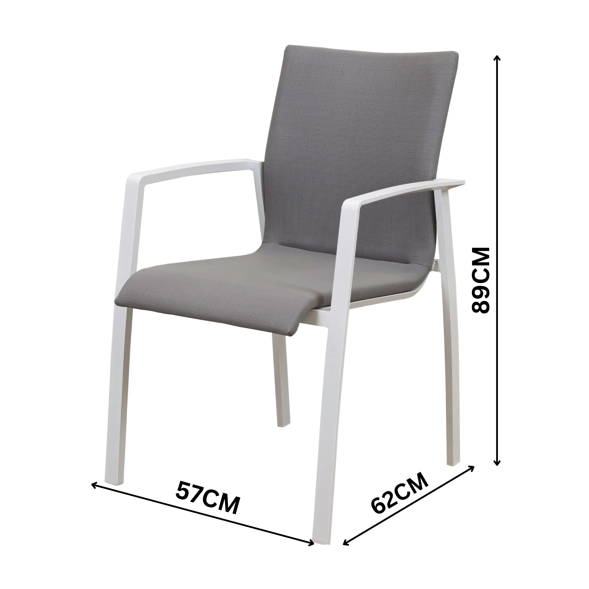 Ataman 2pc Set Aluminium Outdoor Dining Chair White - Image 4