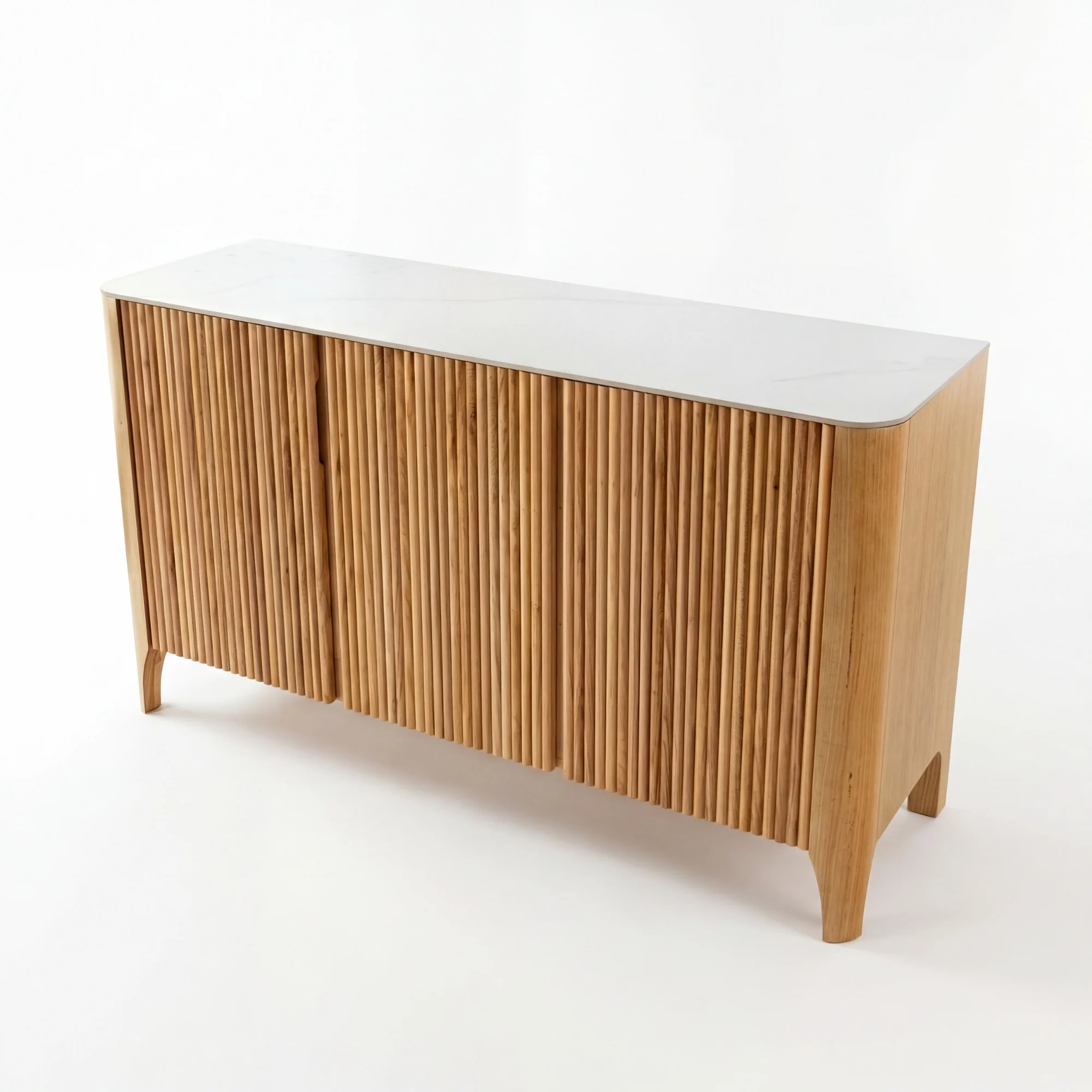 Avila 150cm Fluted Buffet Table Ceramic Stone Top Natural - Image 2