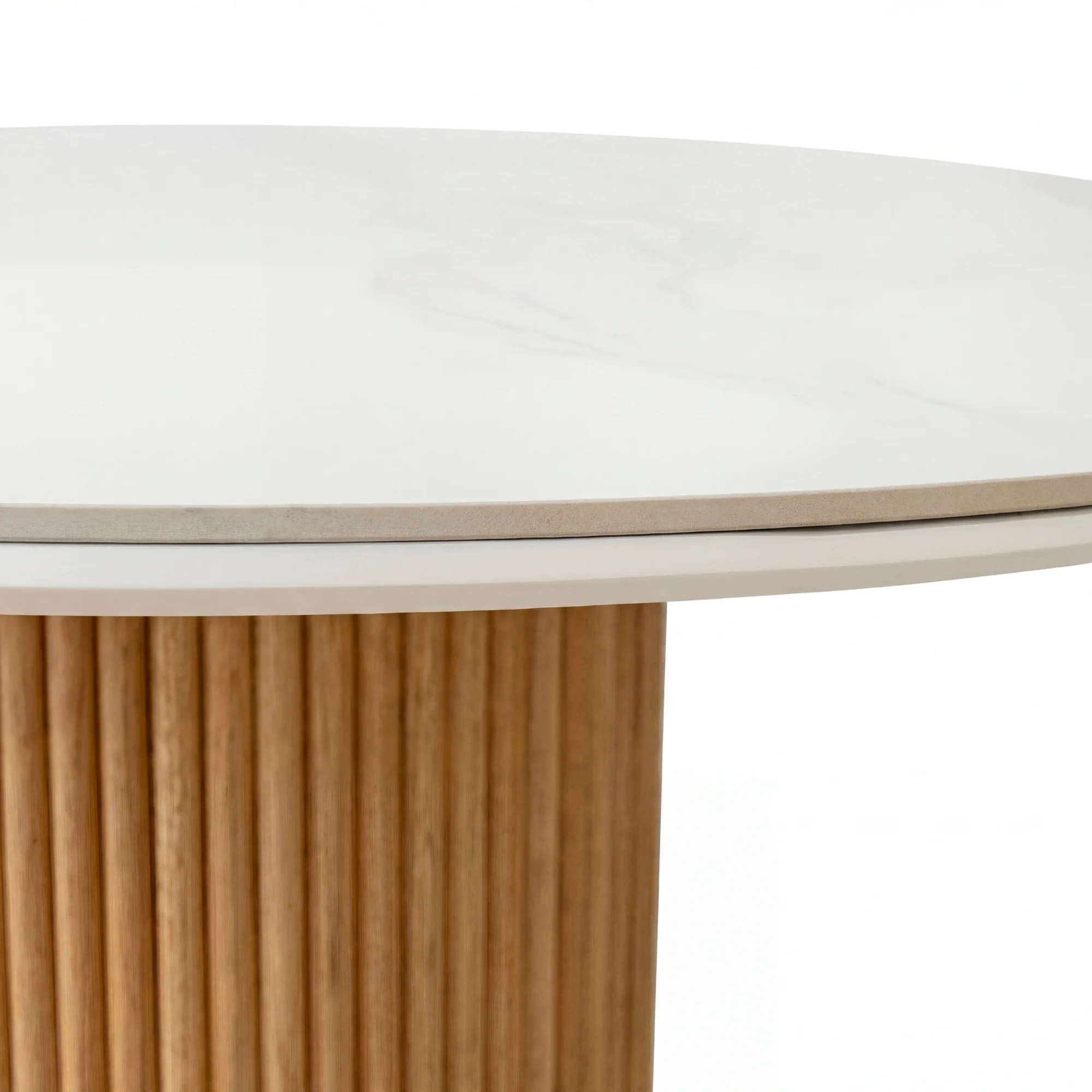 Avila 150cm Fluted Round Dining Table Ceramic Stone Top Natural - Image 7