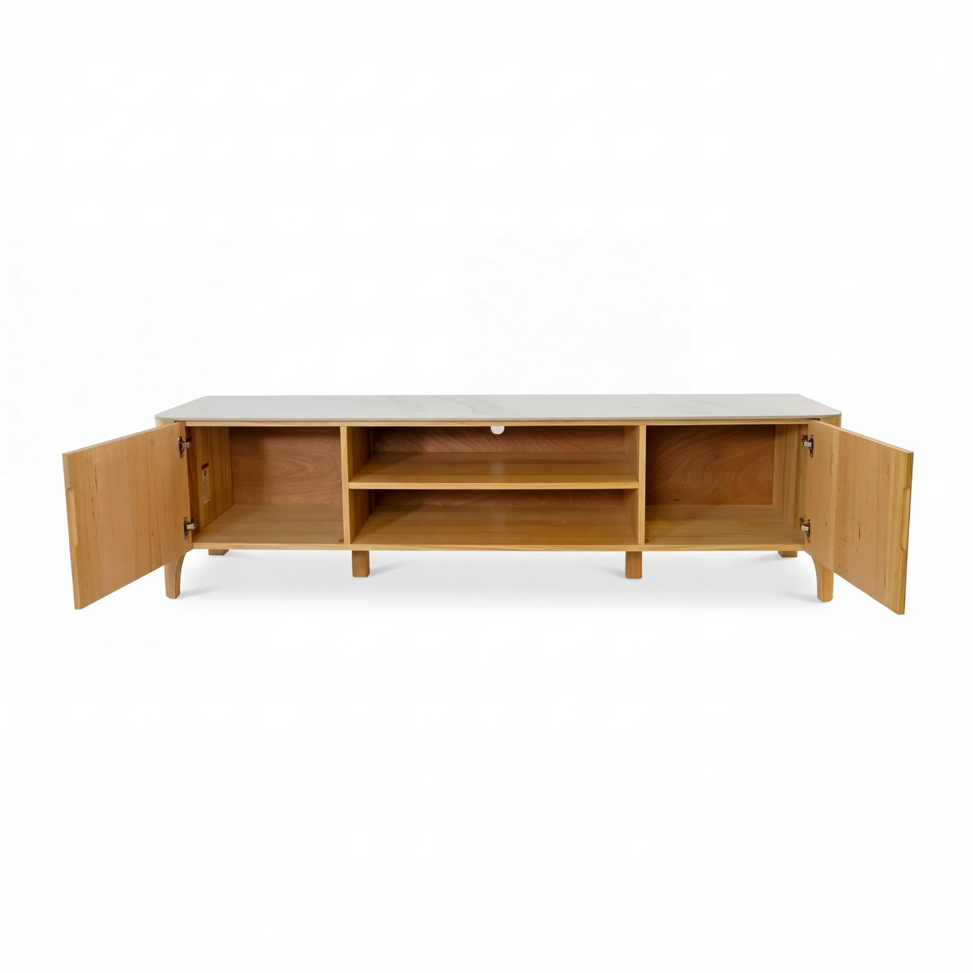 Avila 200cm Fluted ETU Entertainment TV Unit Ceramic Stone Top Natural - Image 7