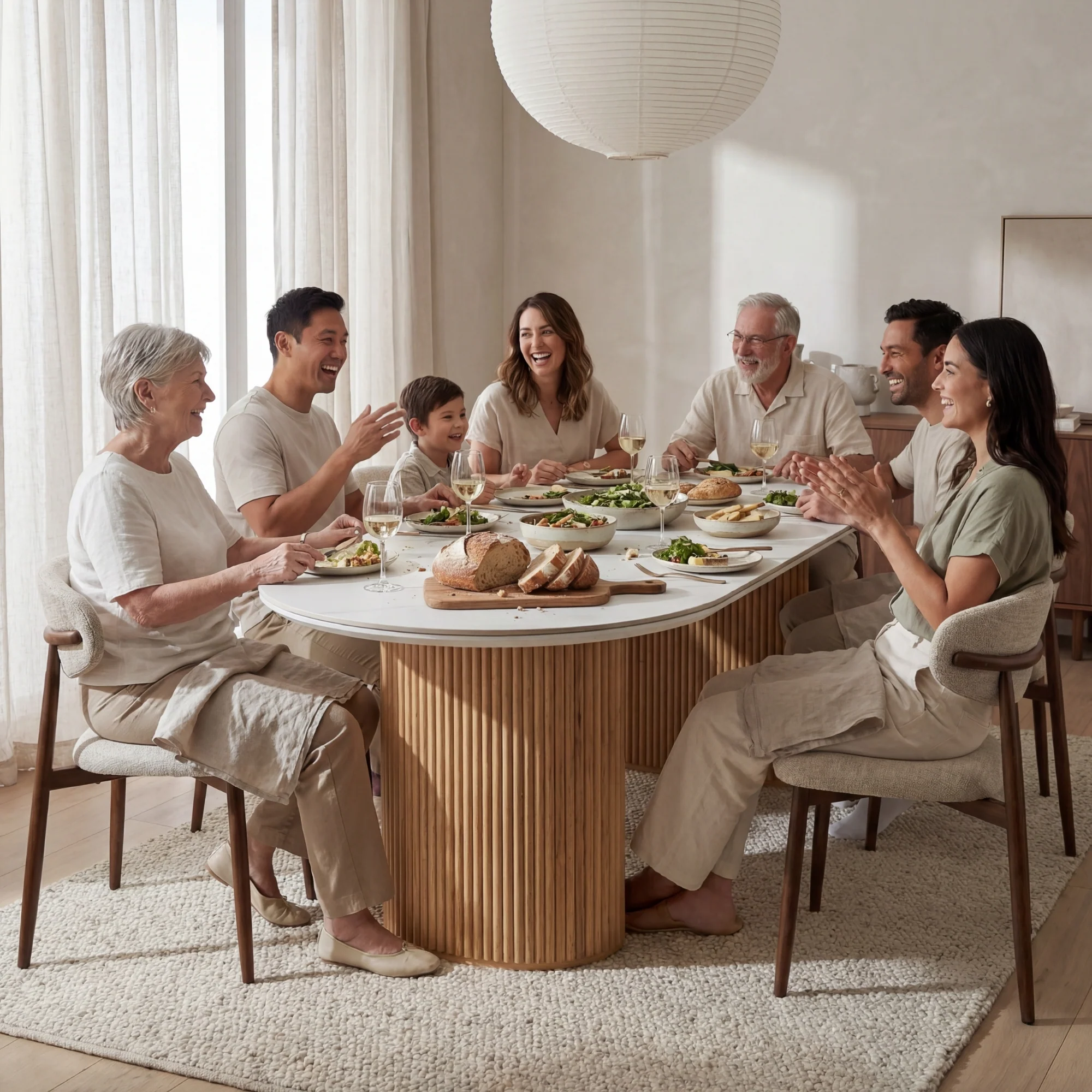 Avila 230cm Fluted Dining Table Ceramic Stone Top Natural - Image 3