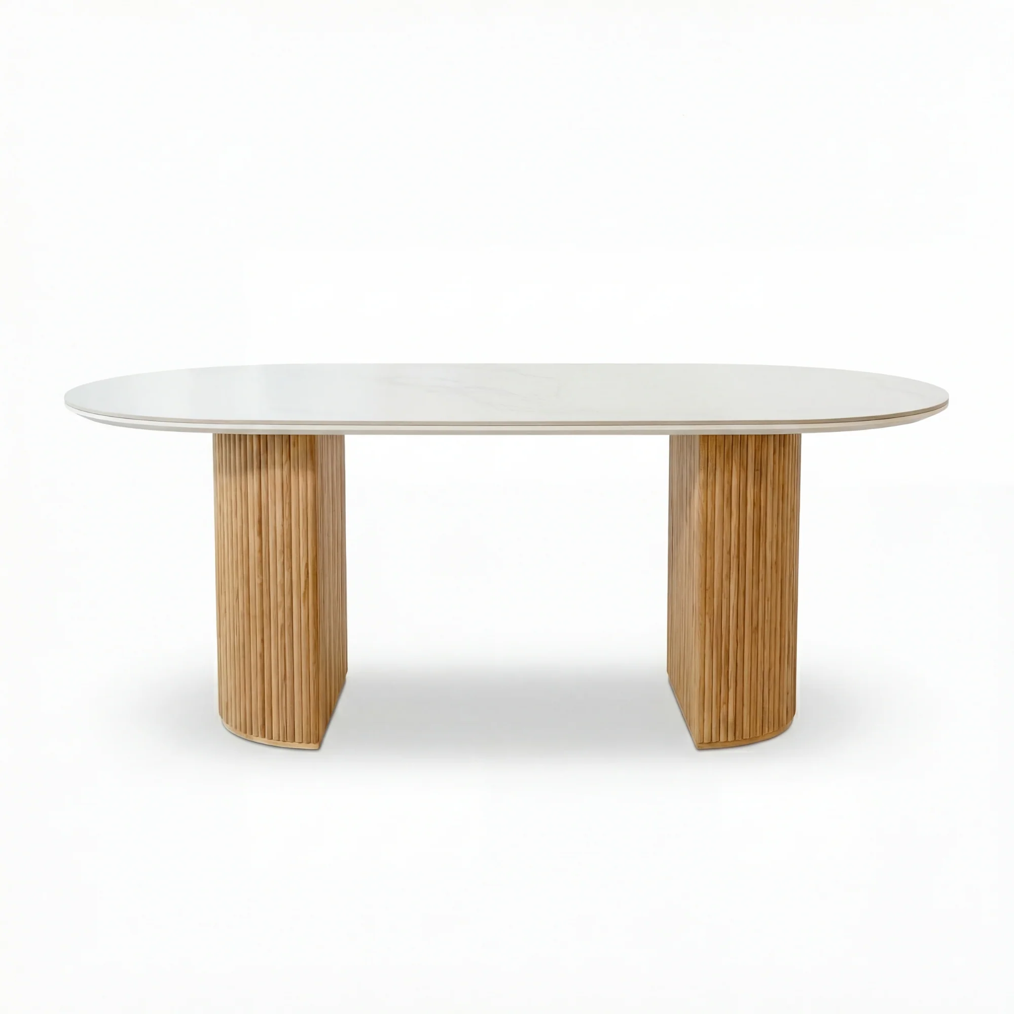Avila 230cm Fluted Dining Table Ceramic Stone Top Natural - Image 6
