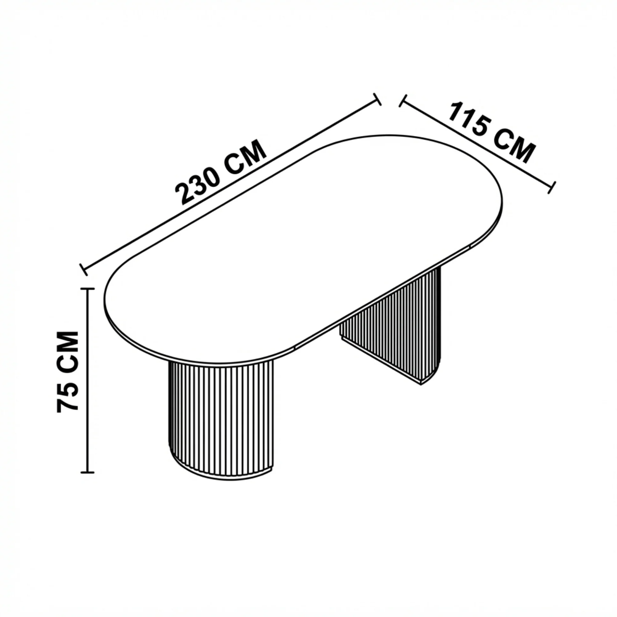 Avila 230cm Fluted Dining Table Ceramic Stone Top Natural - Image 8