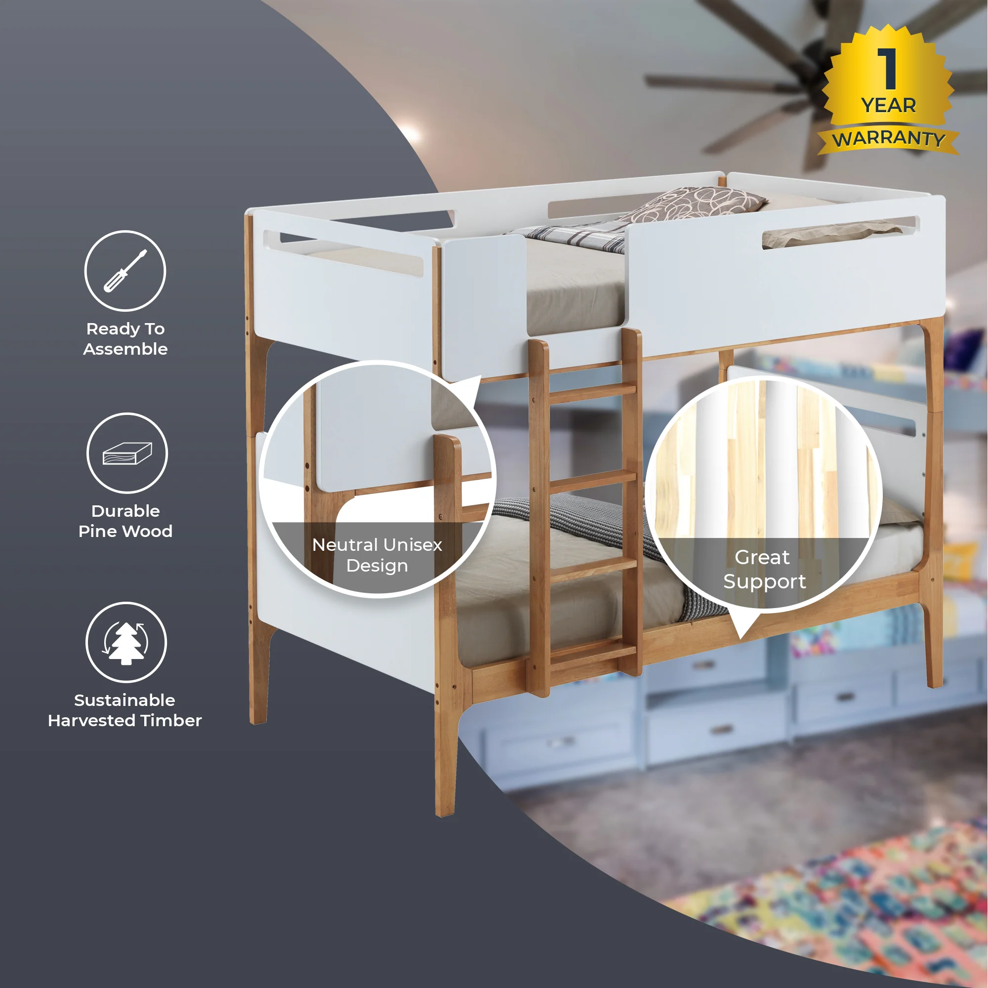Baby Rose Single Bunk Bed Frame - Image 5