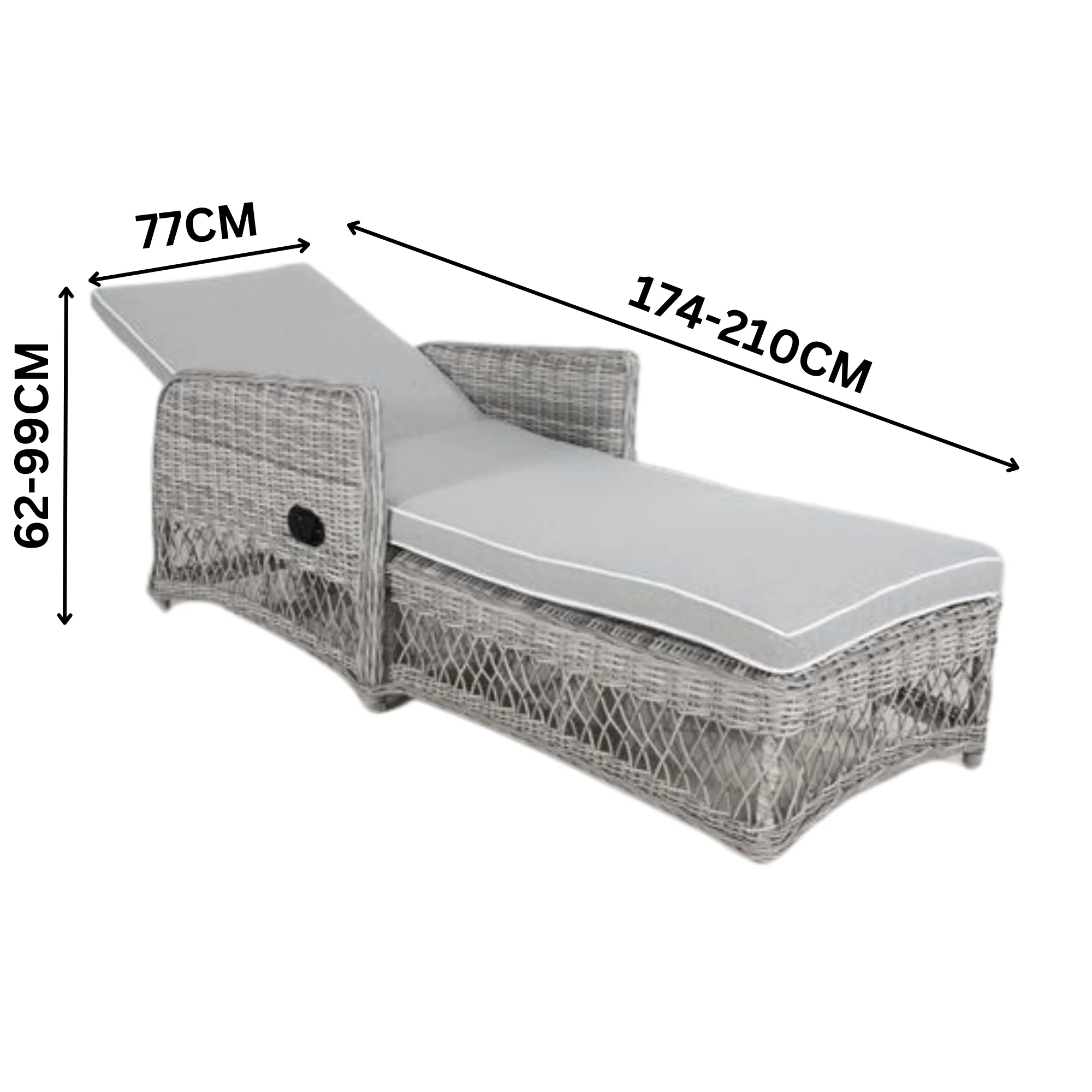 Bay Isle Outdoor Adjustable Long Reclining Sofa Chair Chaise Grey - Image 4