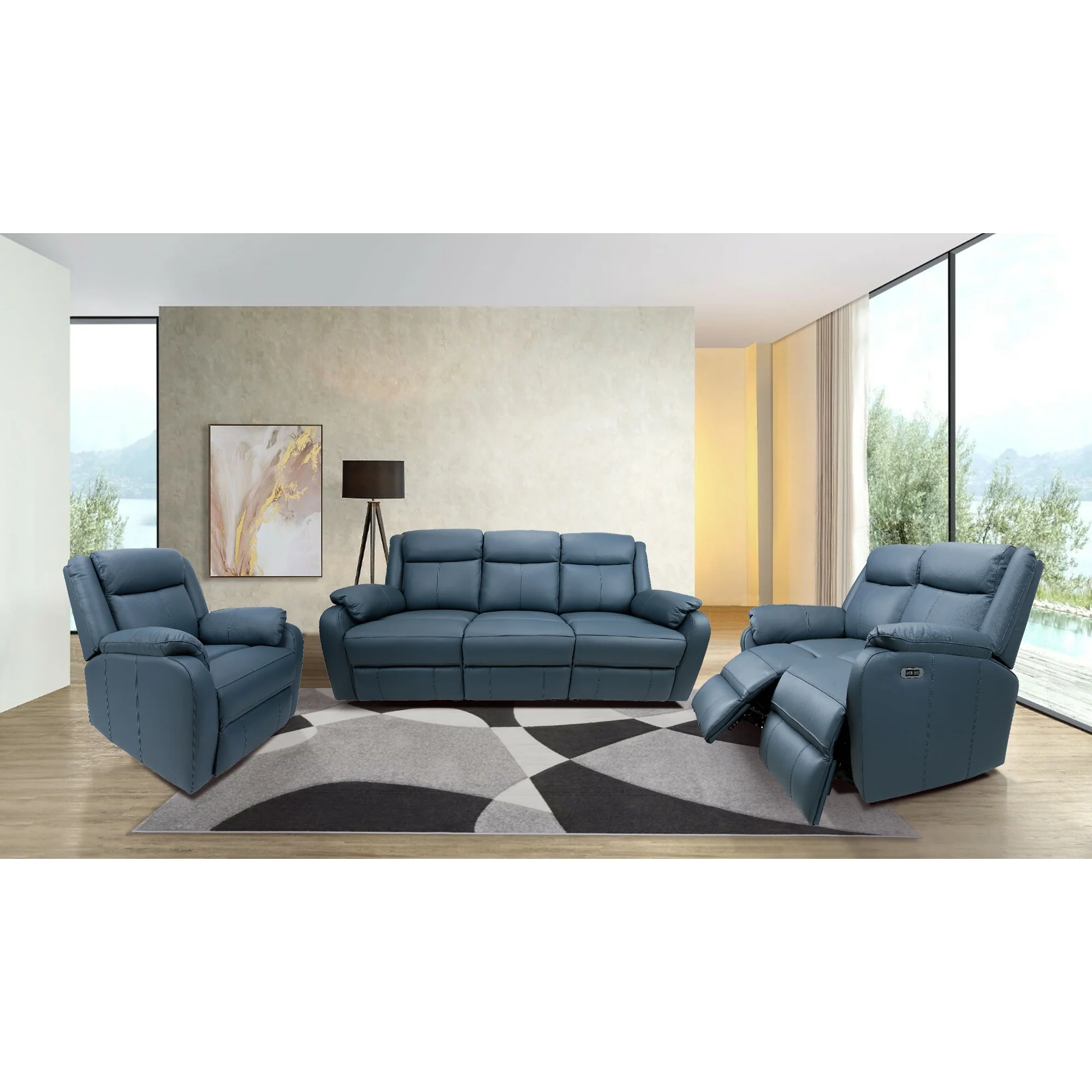 Bella 2 Seater Leather Electric Recliner Sofa Lounge - Image 8