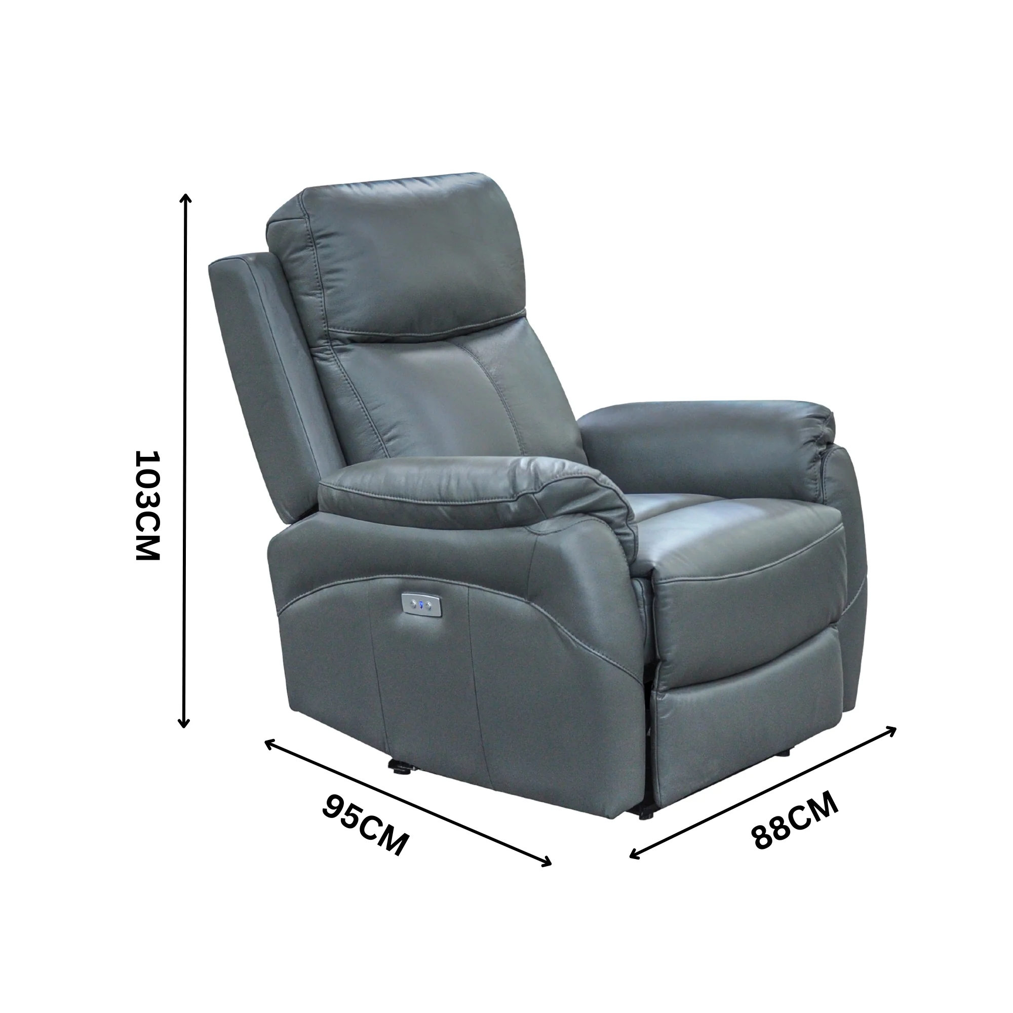 Berkeley 3+1+1 Electric Leather Recliner Sofa Set Gunmetal - Image 4
