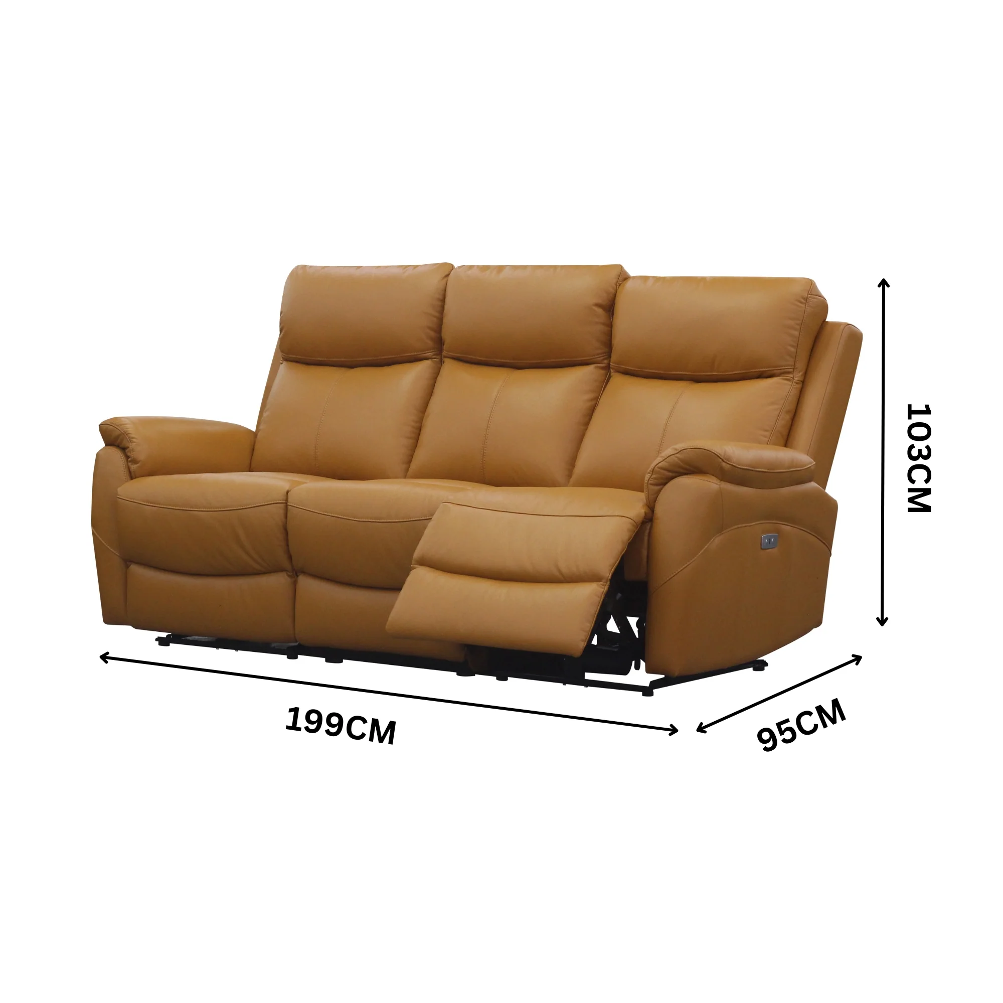 Berkeley 3+1+1 Electric Leather Recliner Sofa Set Tangerine - Image 5