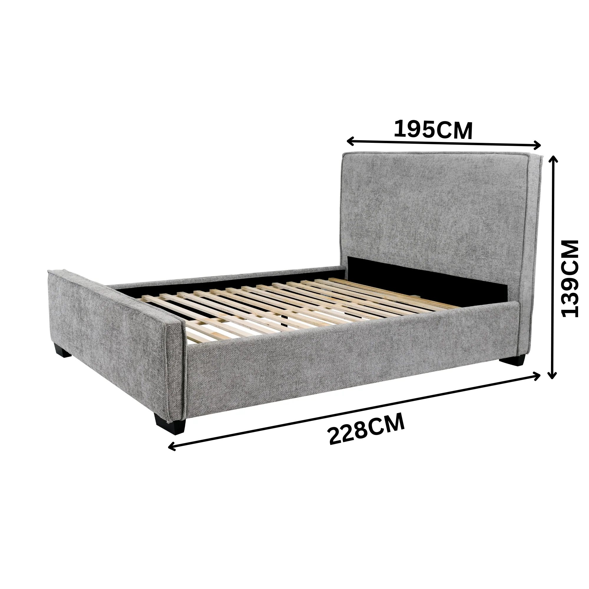 Bettany King Fabric Bed Frame Grey - Image 3