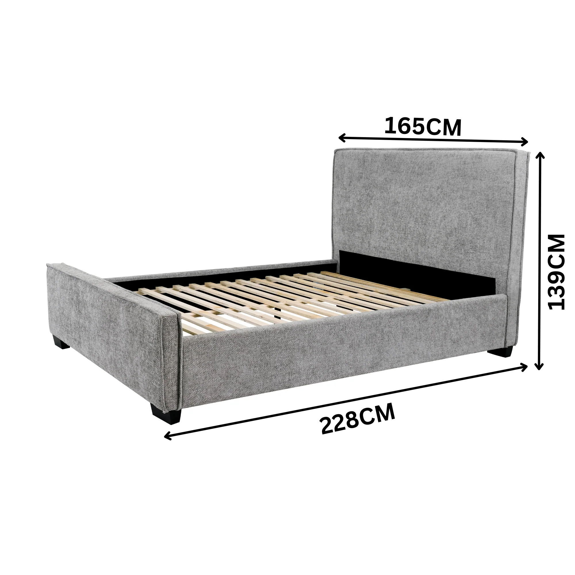 Bettany Queen Fabric Bed Frame Grey - Image 3