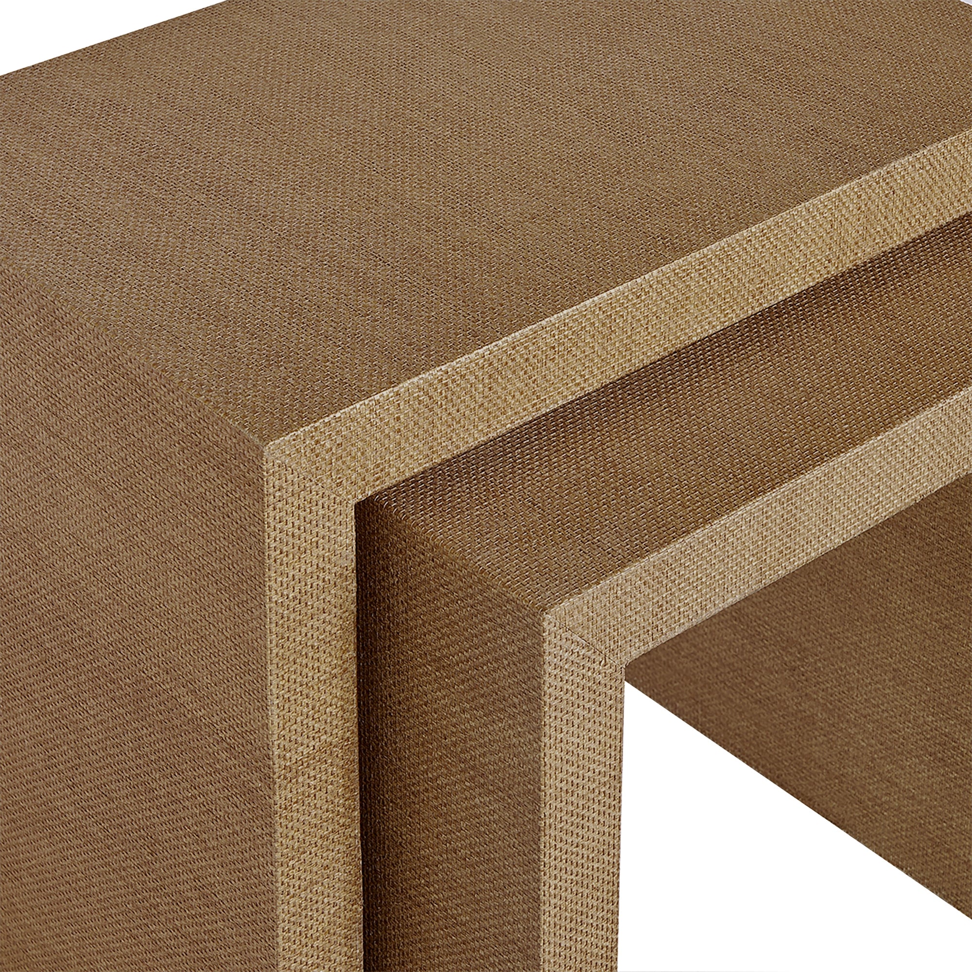 Bondi Grasscloth Nesting Tables Set of 2 Brown - Image 4