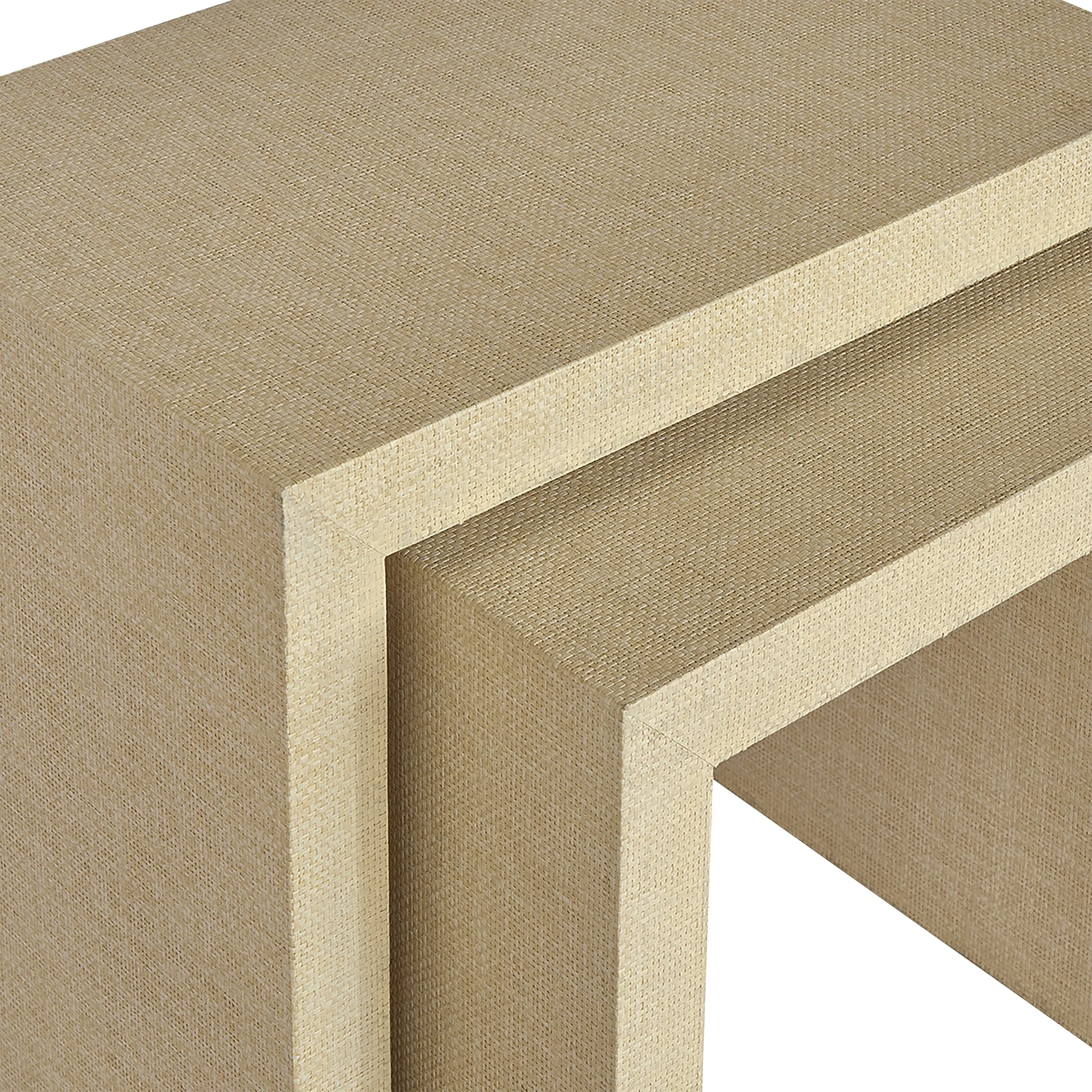 Bondi Grasscloth Nesting Tables Set of 2 Natural - Image 4