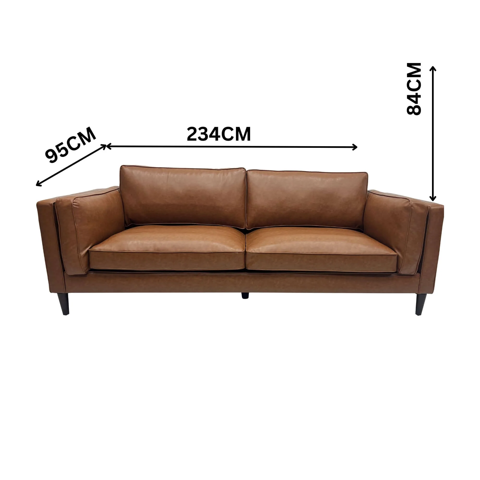 Brahm 3 Seater Sofa Premium Faux Leather Tan - Image 3