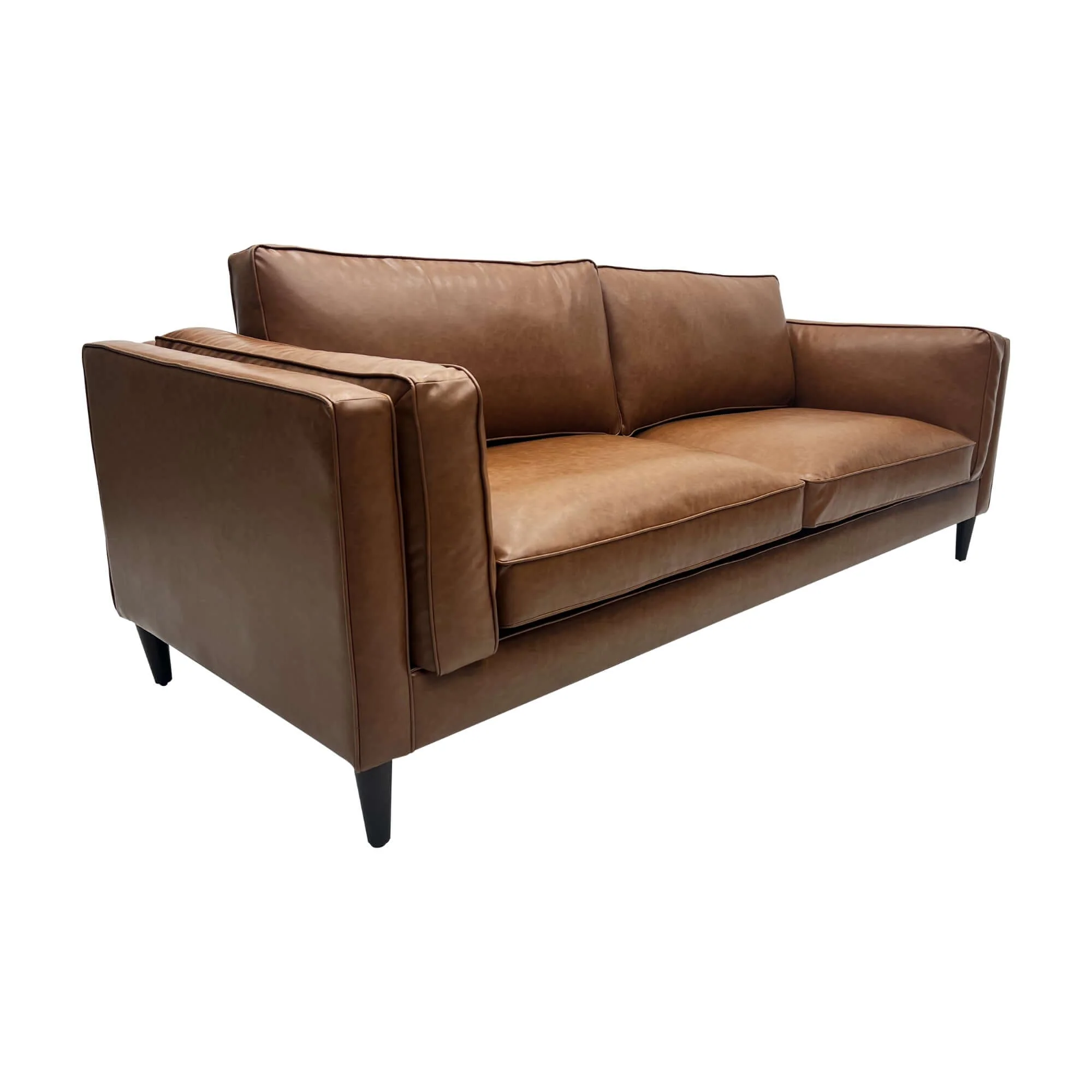 Brahm 3 Seater Sofa Premium Faux Leather Tan - Image 4