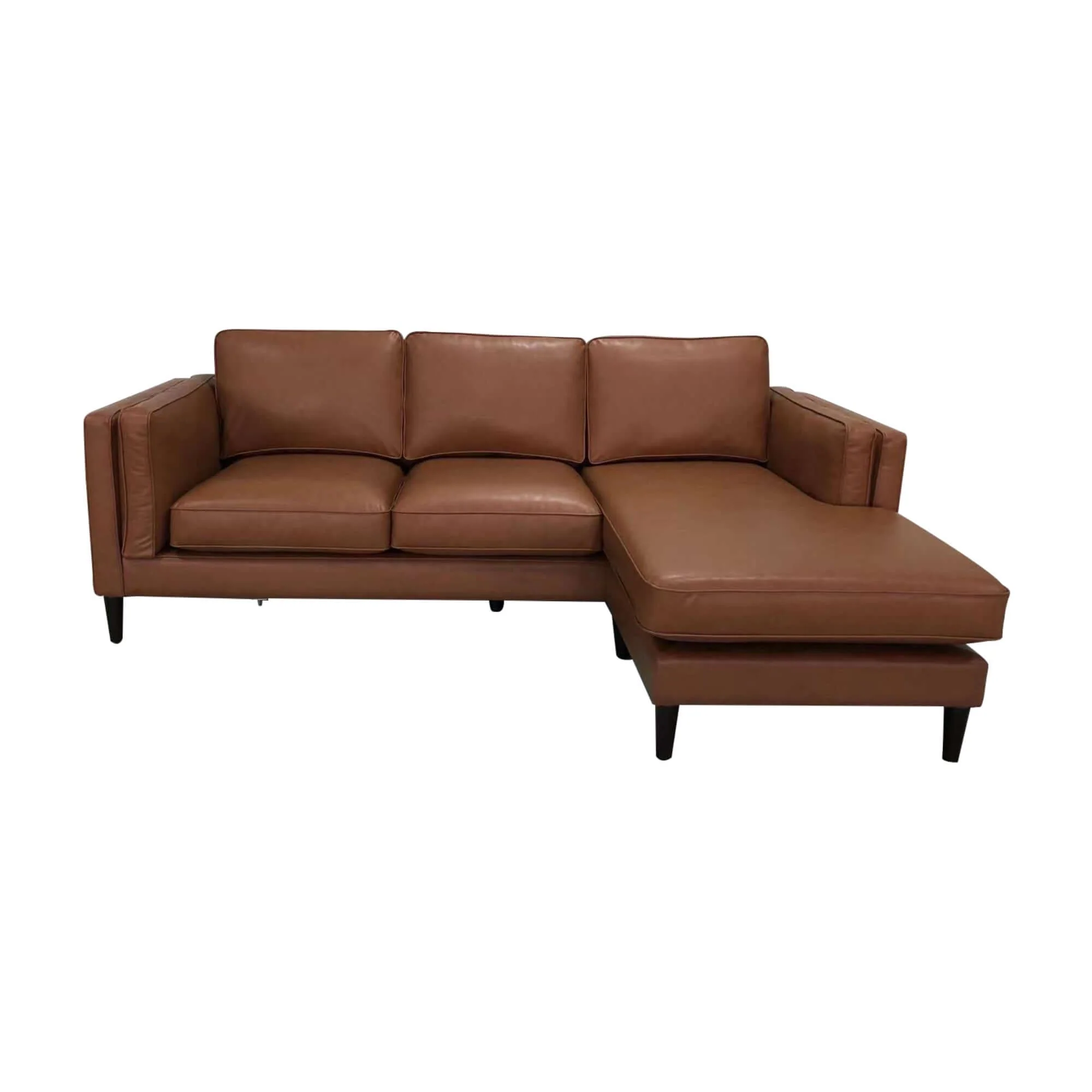 Brahm 3 Seater Sofa Reversible Chaise Premium Faux Leather Tan - Image 2