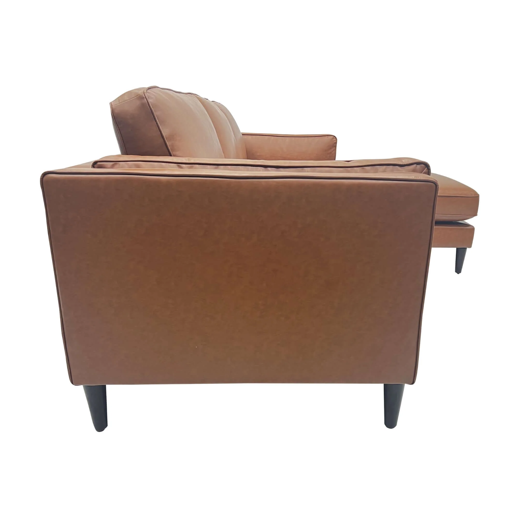 Brahm 3 Seater Sofa Reversible Chaise Premium Faux Leather Tan - Image 4