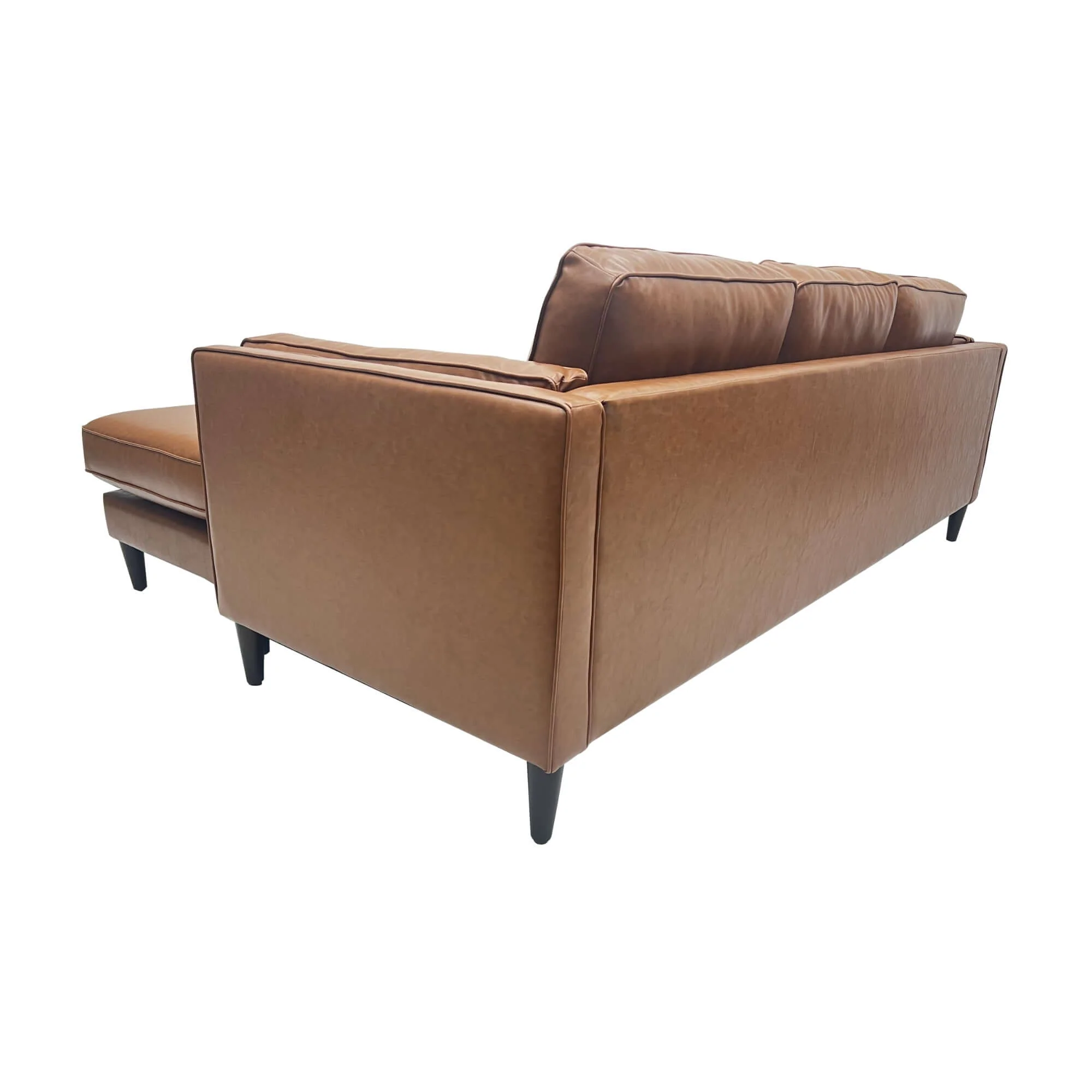 Brahm 3 Seater Sofa Reversible Chaise Premium Faux Leather Tan - Image 5