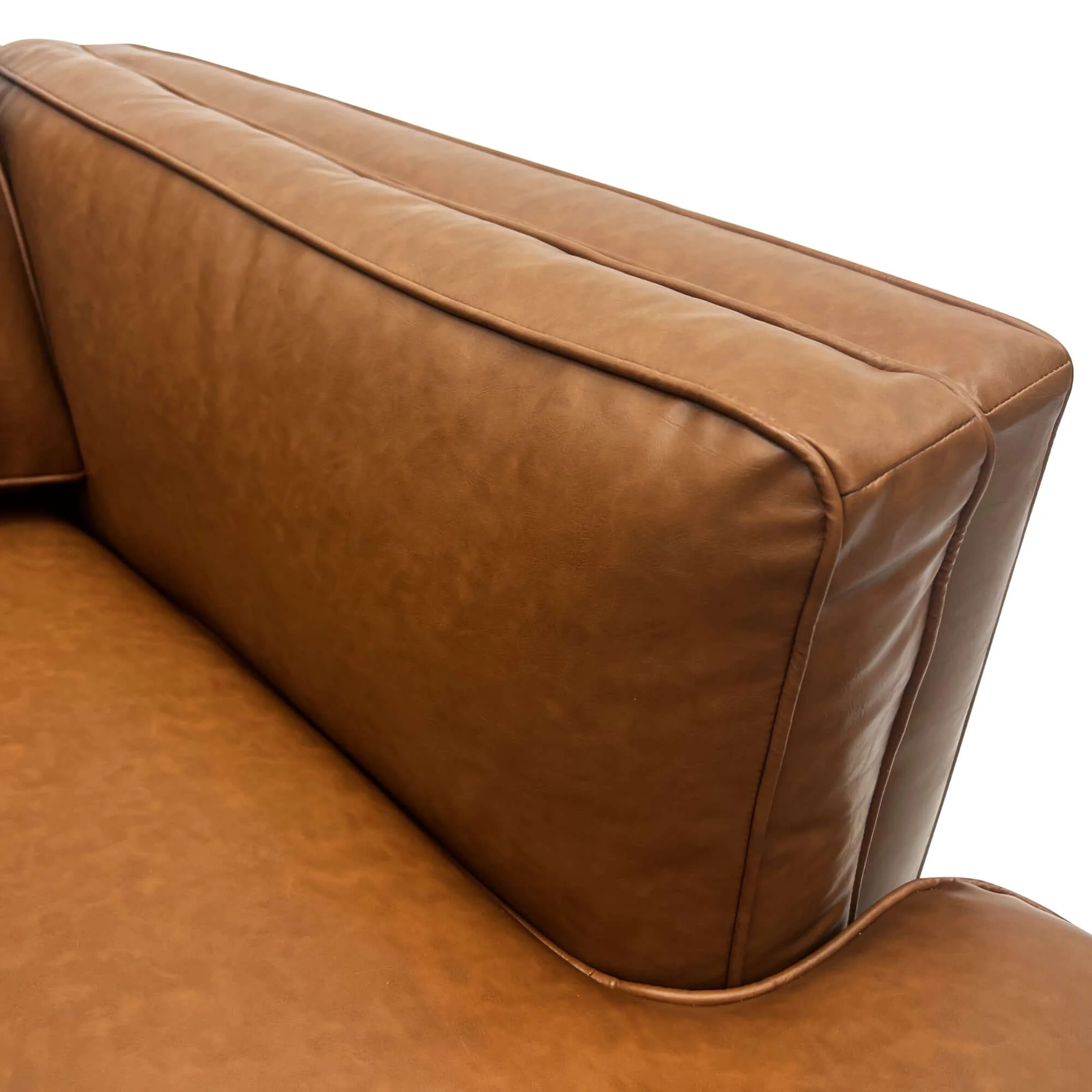 Brahm 3 Seater Sofa Reversible Chaise Premium Faux Leather Tan - Image 7