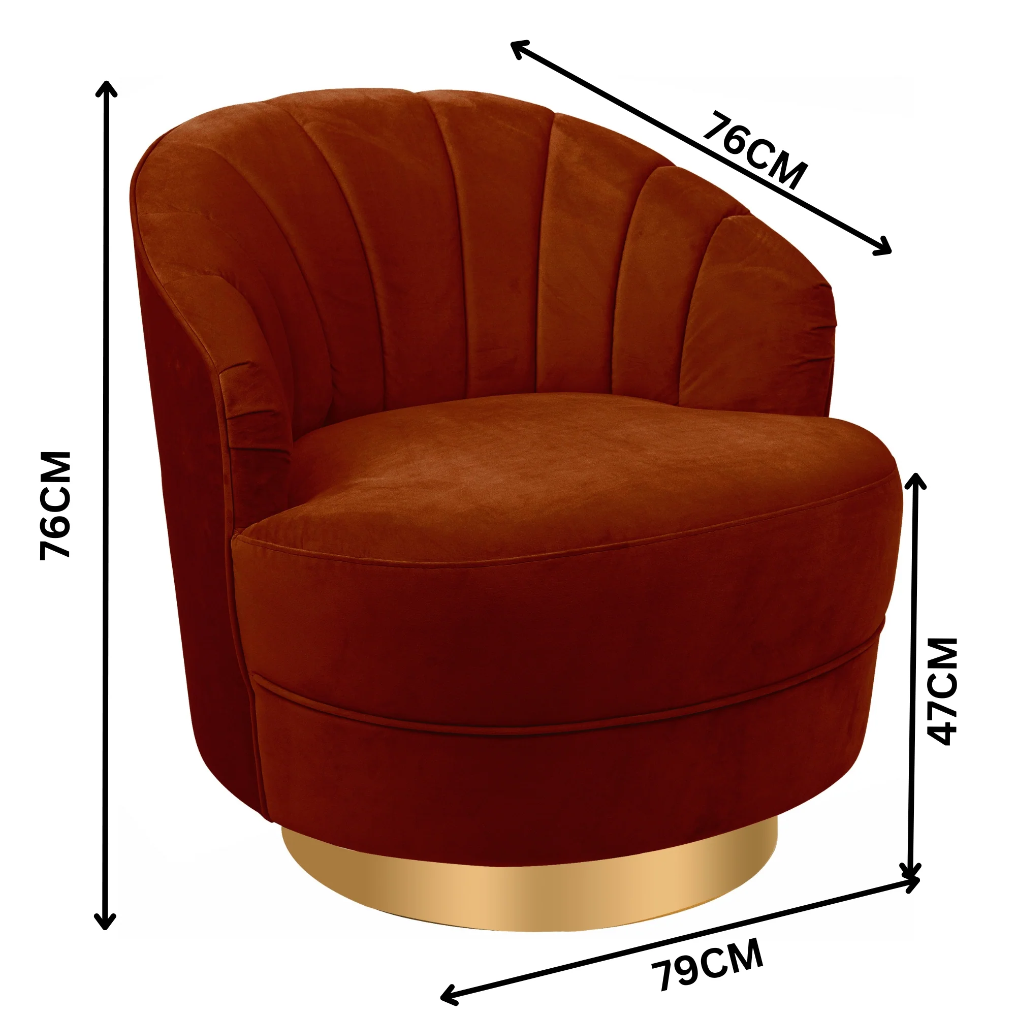 Bronte Swivel Accent Chair Rust Orange - Image 3