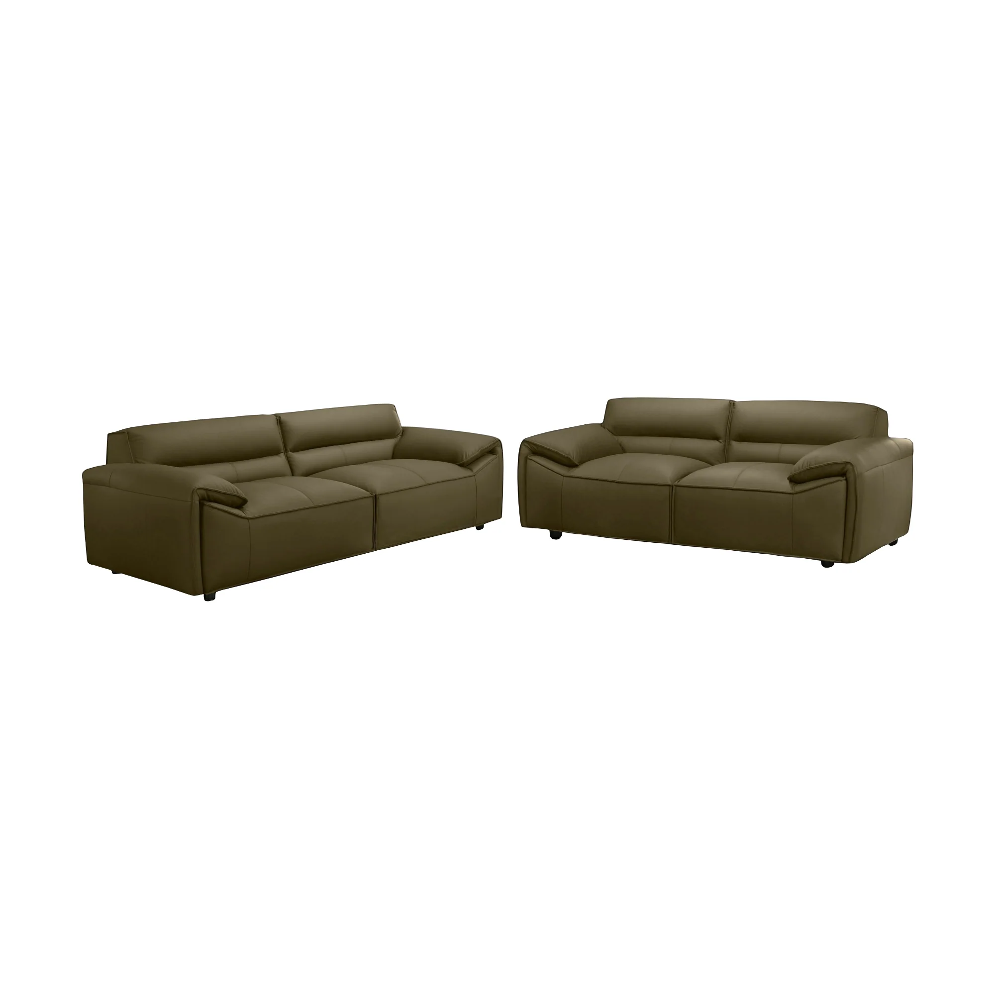 Brunelli 2+3 Seater Set Sofa Genuine Leather Olive Green - Image 2