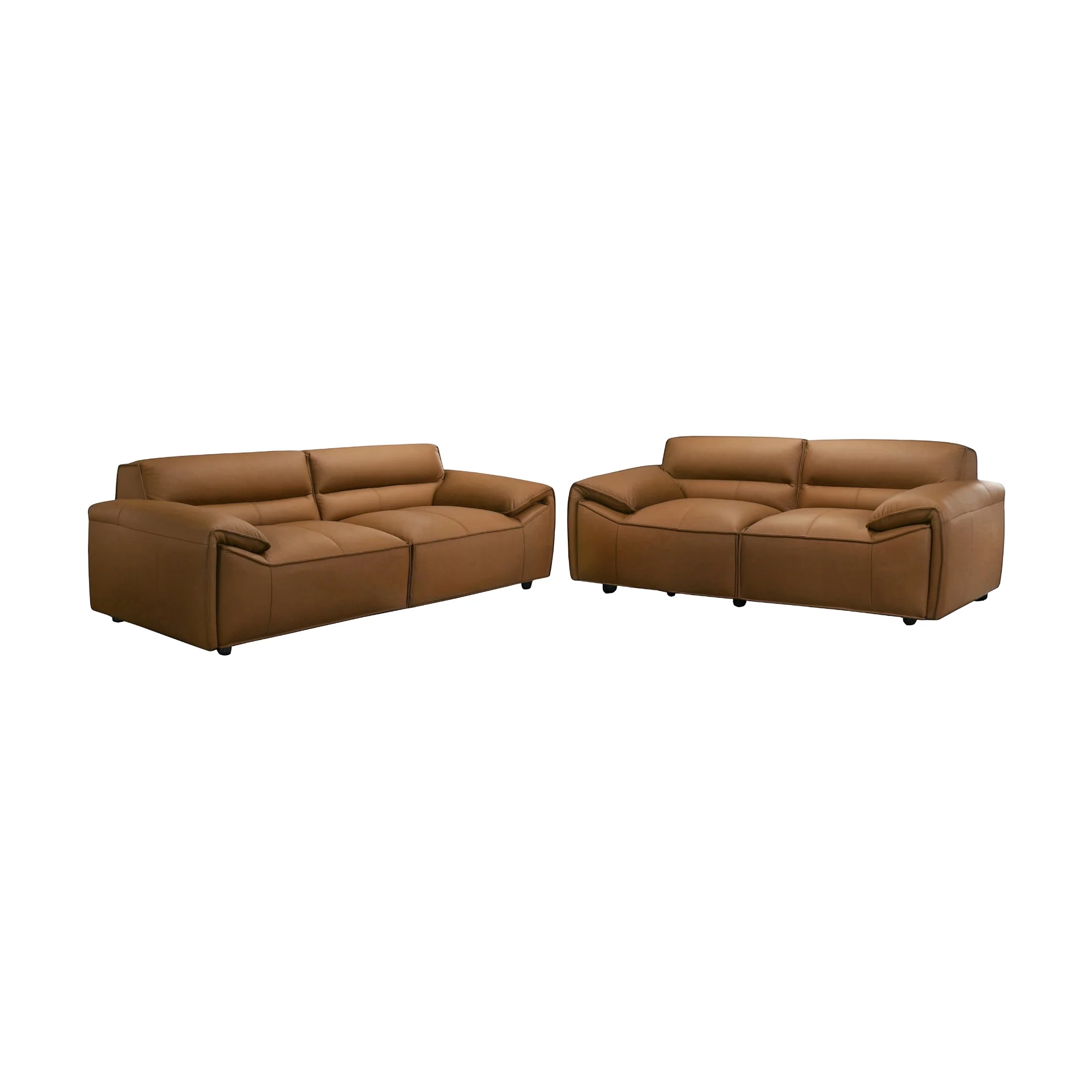 Brunelli 2+3 Seater Set Sofa Genuine Leather Tan - Image 2