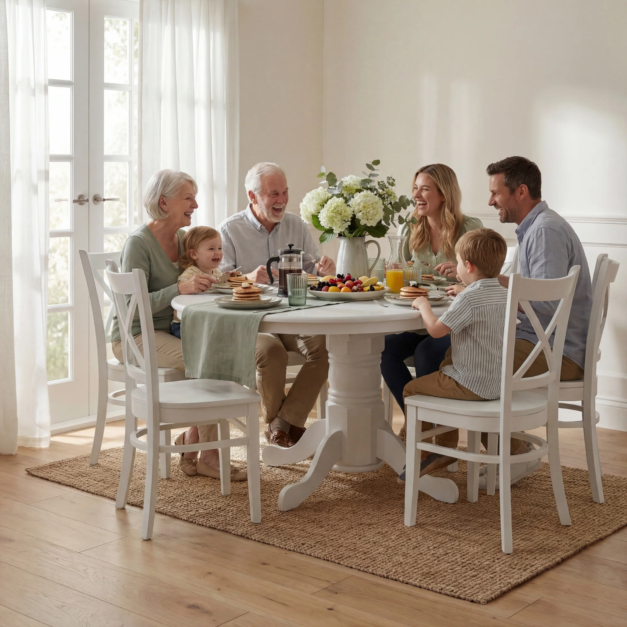 Cairns 106-150cm Extendable Round Hampton Dining Table White - Image 3