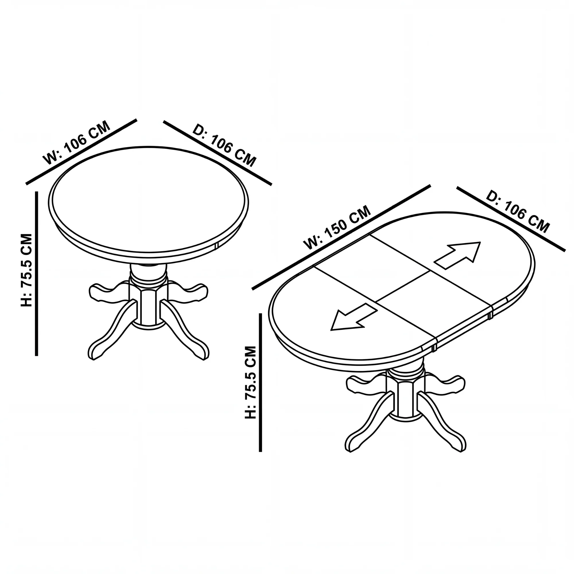 Cairns 106-150cm Extendable Round Hampton Dining Table White - Image 8