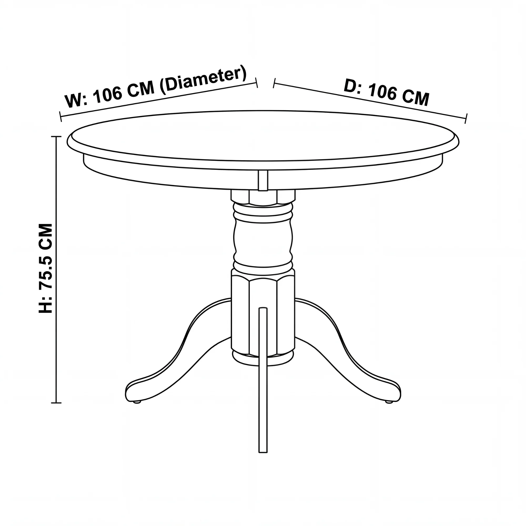 Cairns 106cm Round Hampton Dining Table White - Image 8
