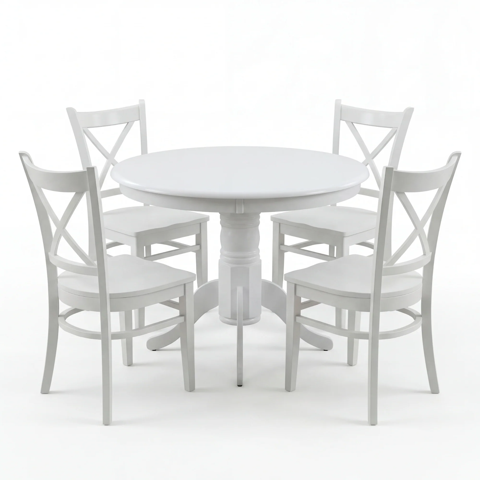 Cairns 5pc Set 106cm Hampton Dining Table Chair White - Image 2