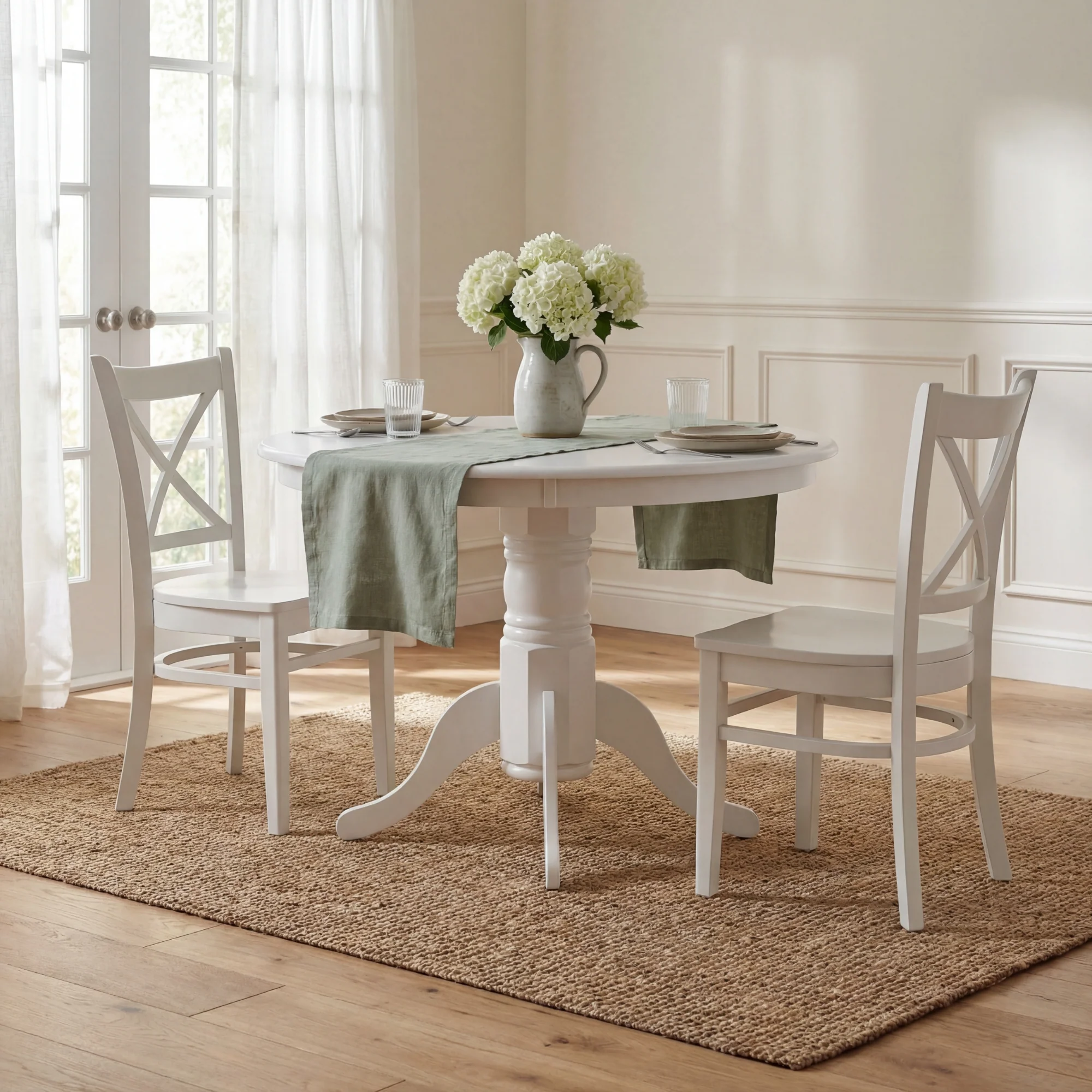 Cairns 5pc Set 106cm Hampton Dining Table Chair White - Image 4