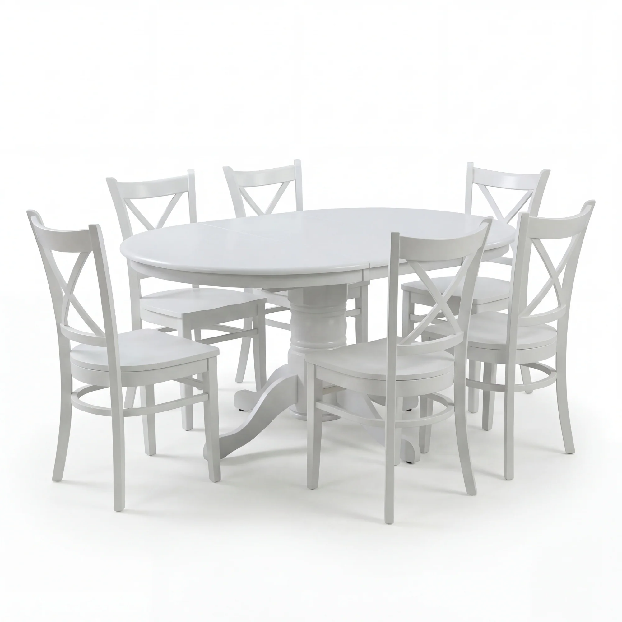 Cairns 7pc Set 106-150cm Extendable Hampton Dining Table Chair White - Image 2