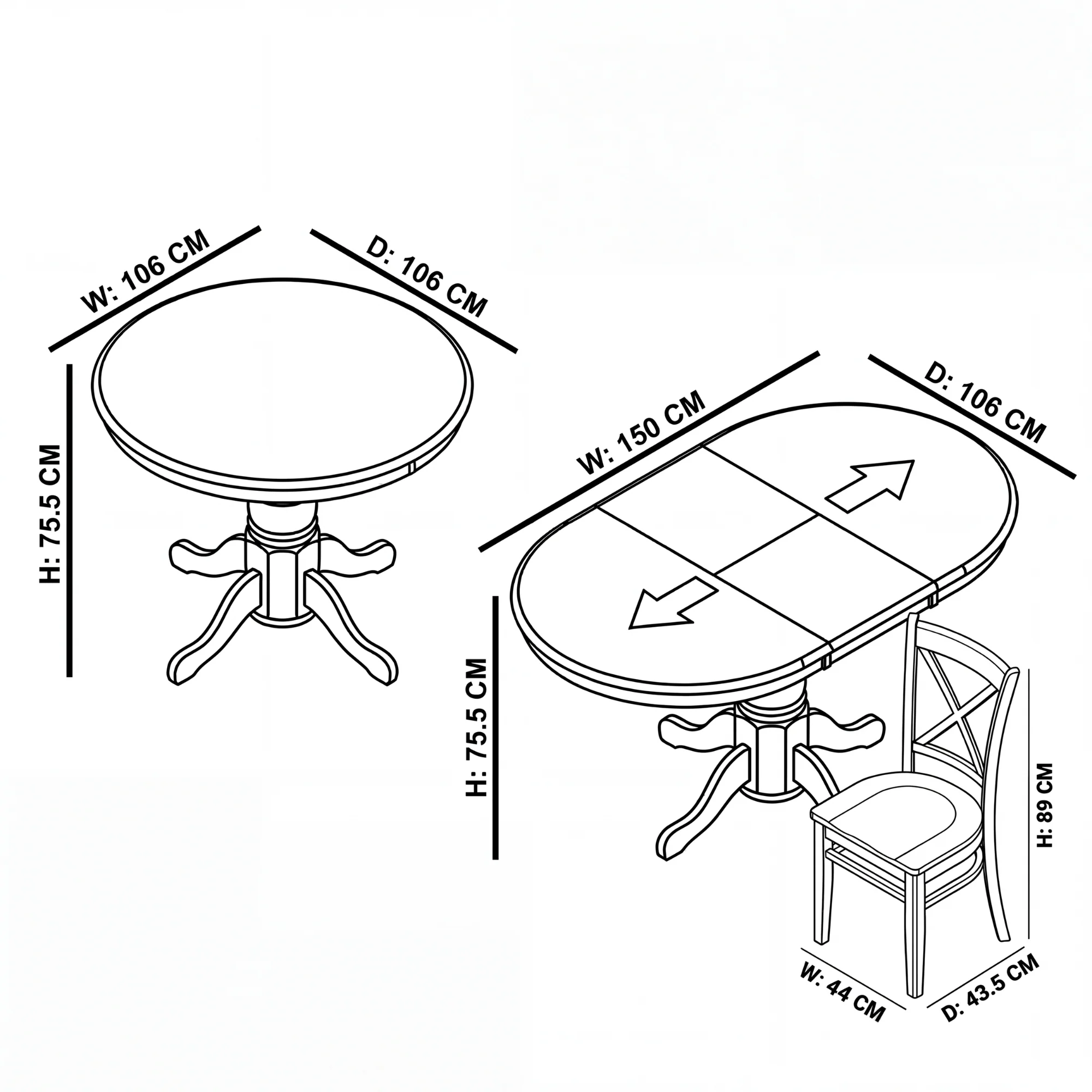 Cairns 7pc Set 106-150cm Extendable Hampton Dining Table Chair White - Image 8