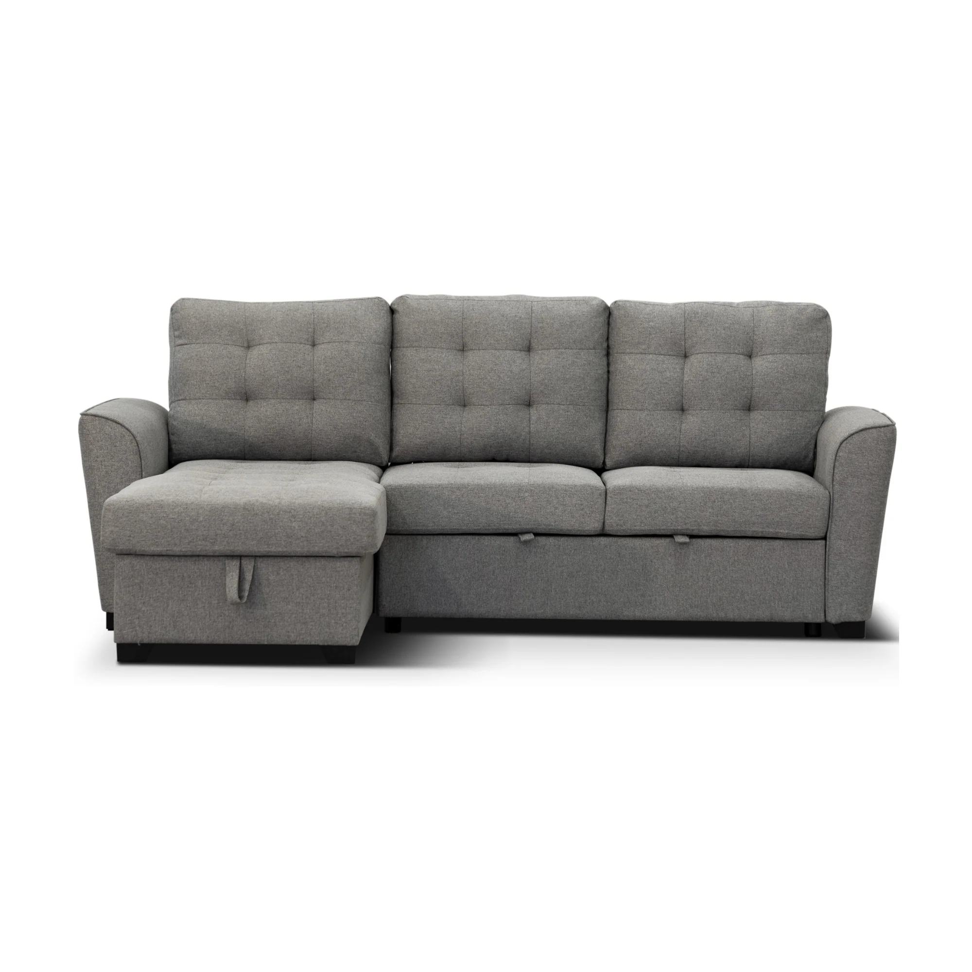 Camden 2 Seater Fabric Sofa Bed Reversable Storage Chaise Grey - Image 2
