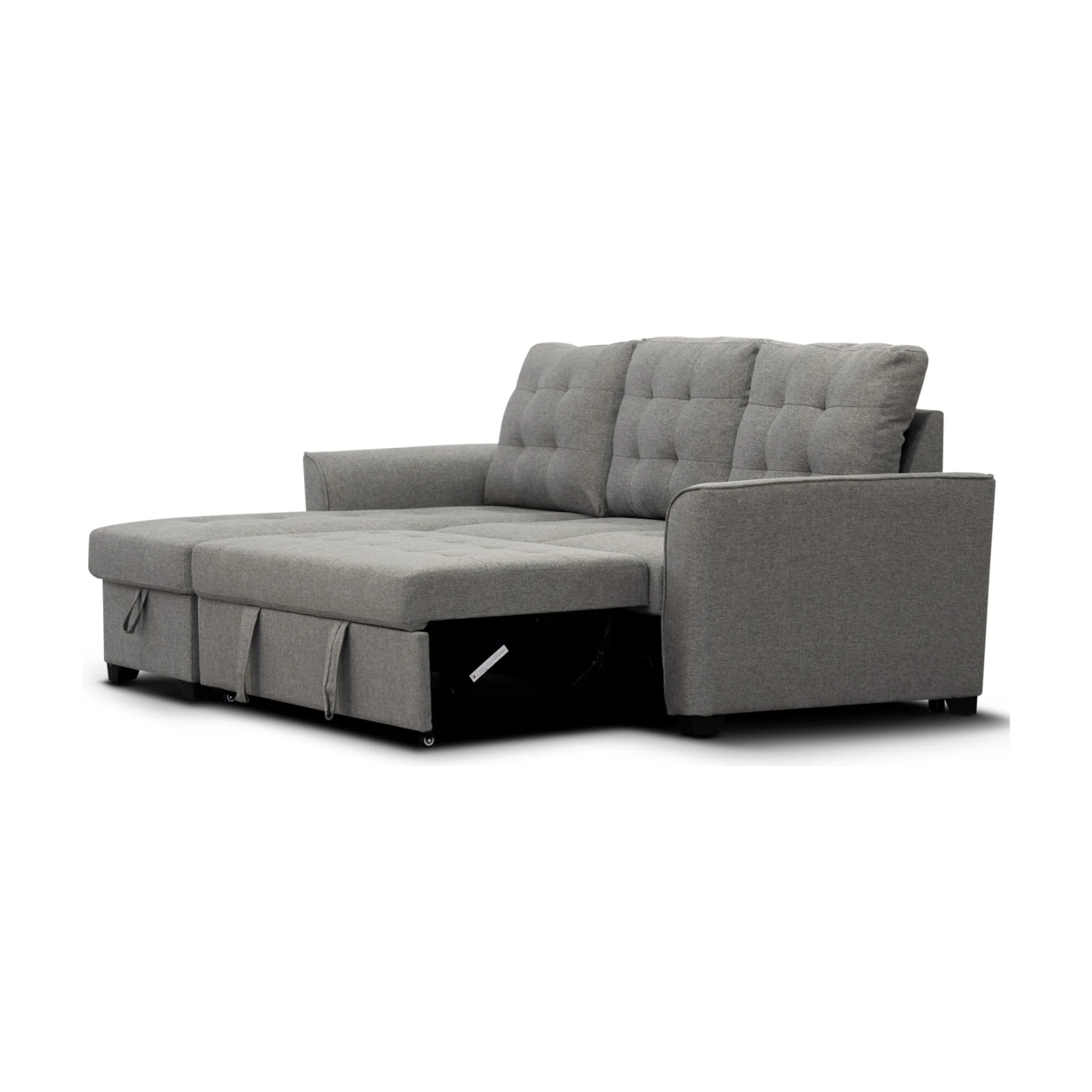 Camden 2 Seater Fabric Sofa Bed Reversable Storage Chaise Grey - Image 4