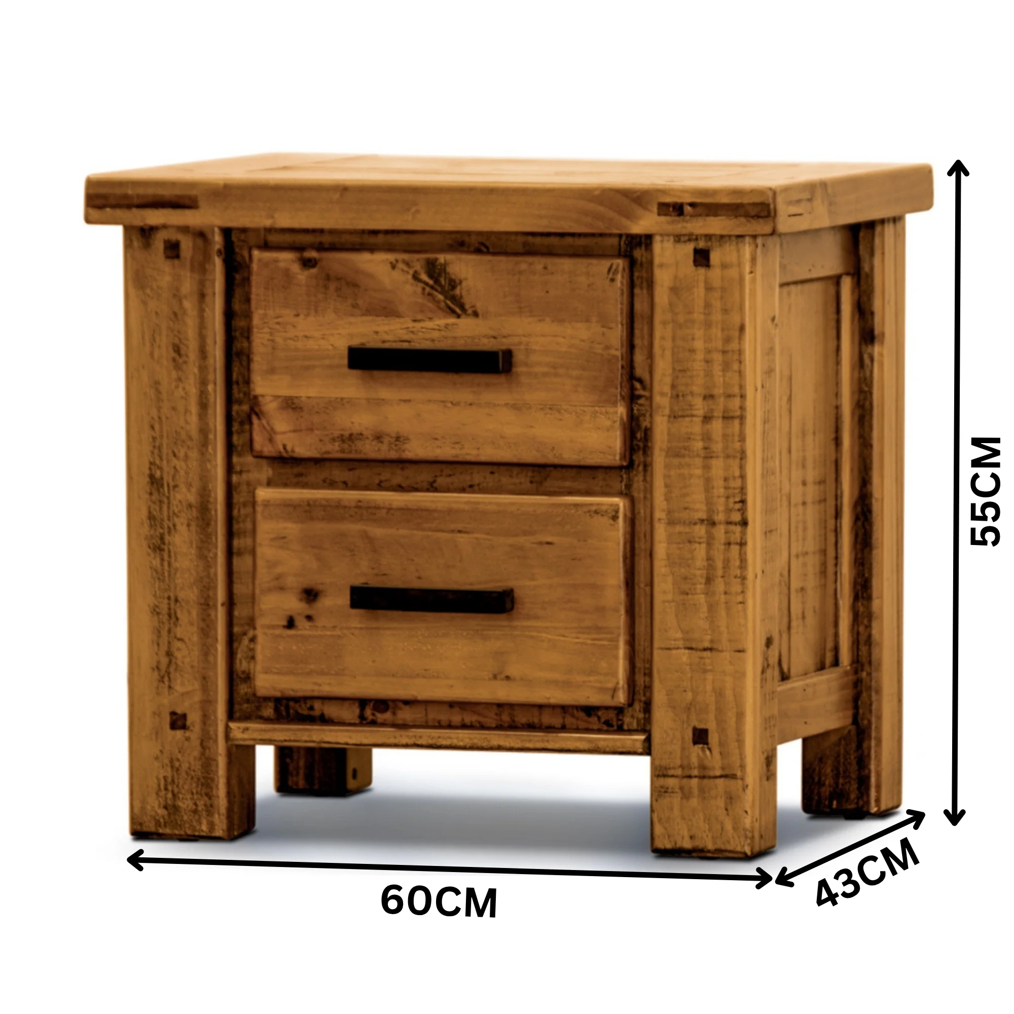 Camdenville Bedside Table Solid Pine Frame Oak - Image 2