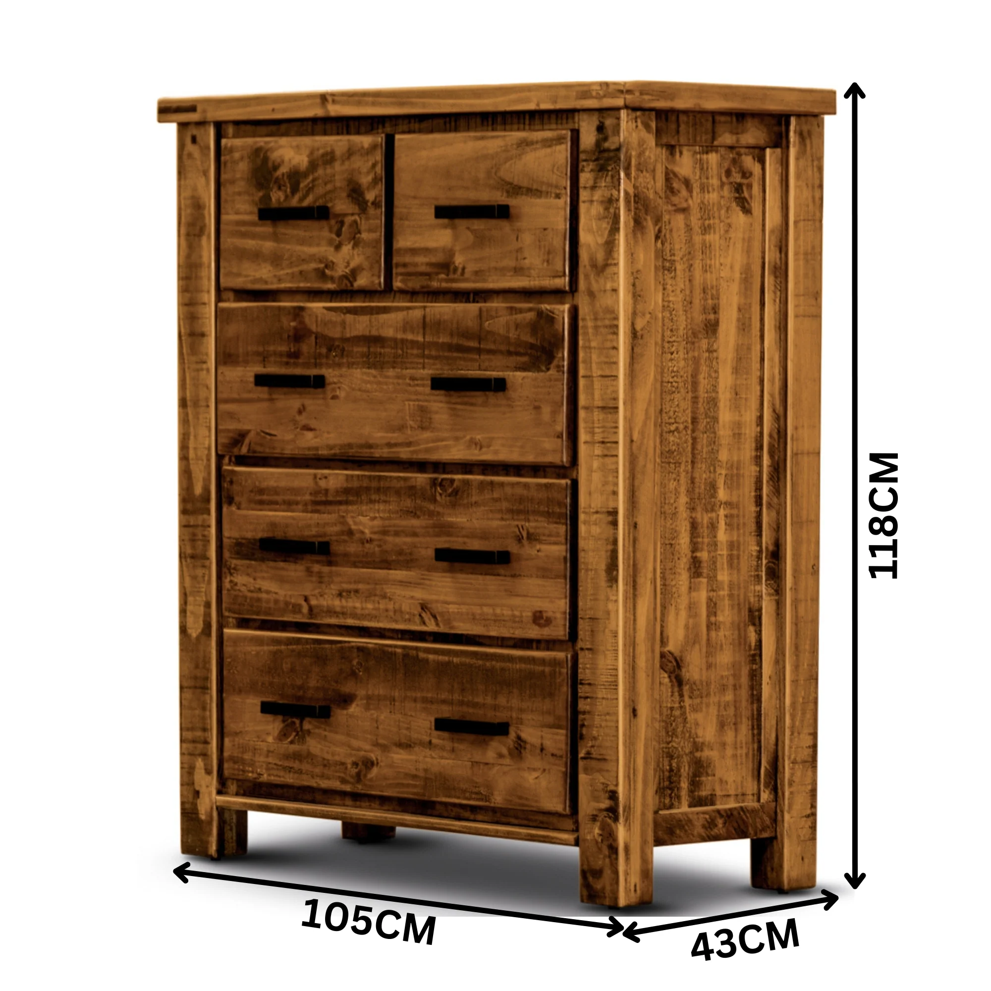 Camdenville Tallboy Chest of Drawer Solid Pine Frame Oak - Image 2
