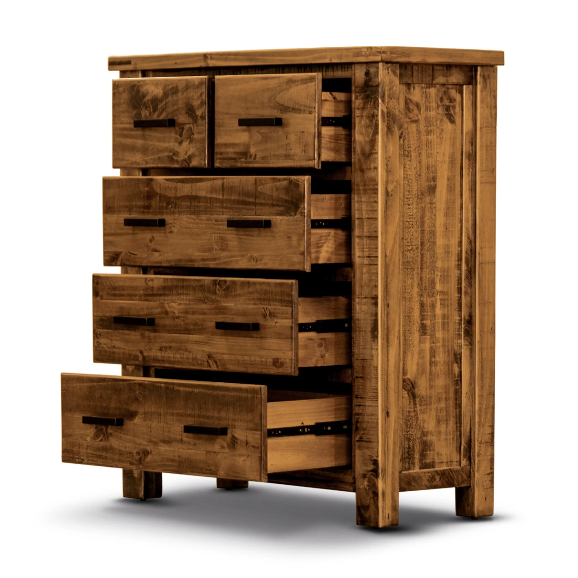 Camdenville Tallboy Chest of Drawer Solid Pine Frame Oak - Image 3