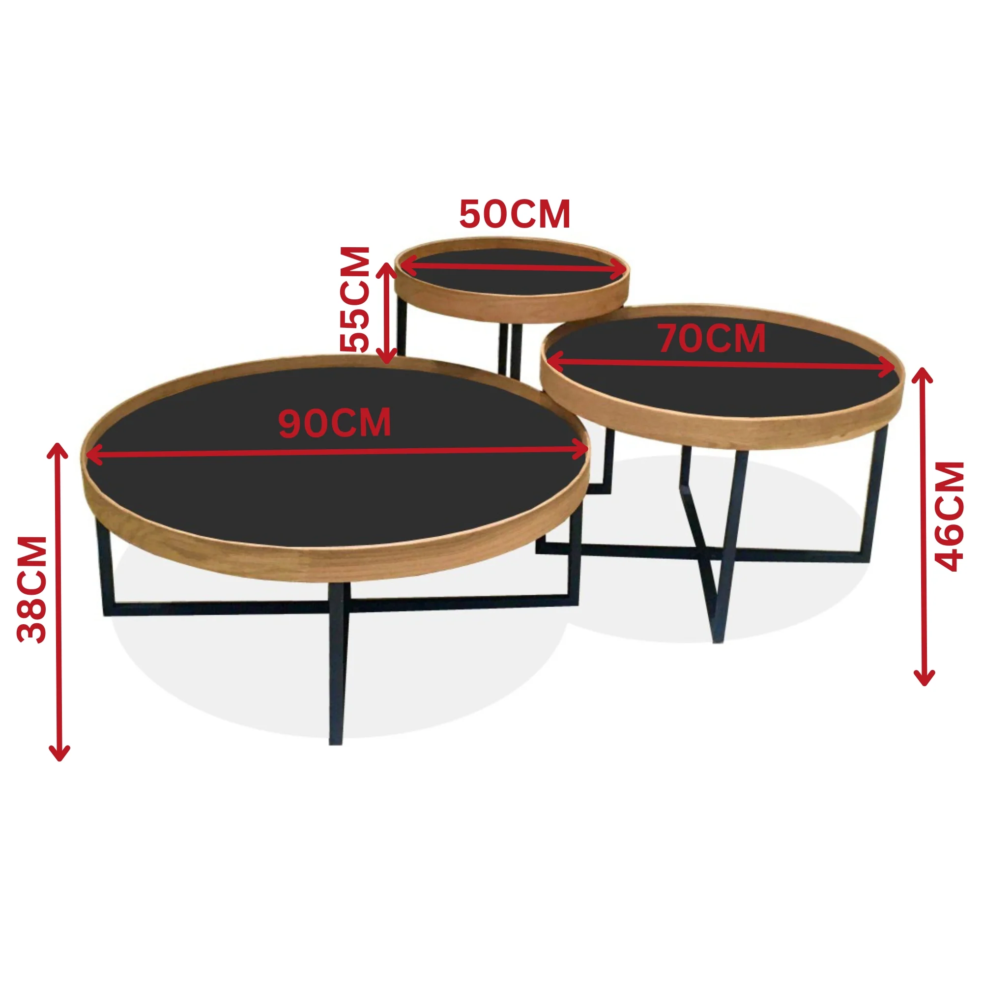 Canary 3pc Set Round Coffee Table Oak - Image 2