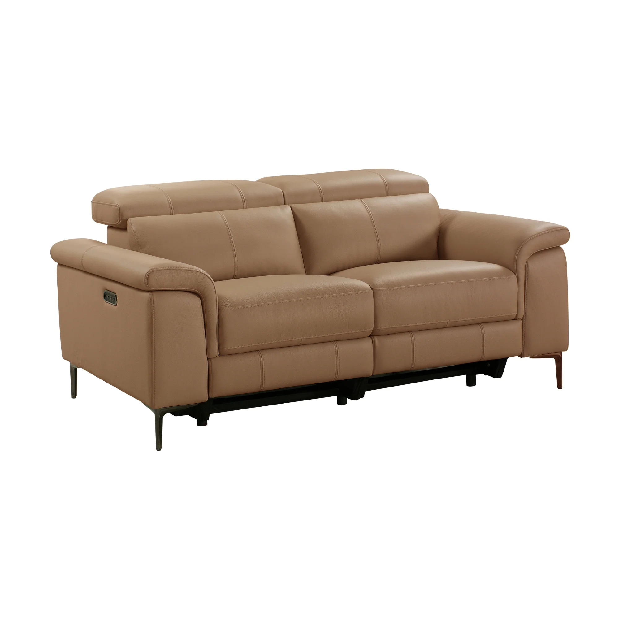 Capel 2 Seater Leather Electric Recliner Sofa Lounge Mocha Brown - Image 4