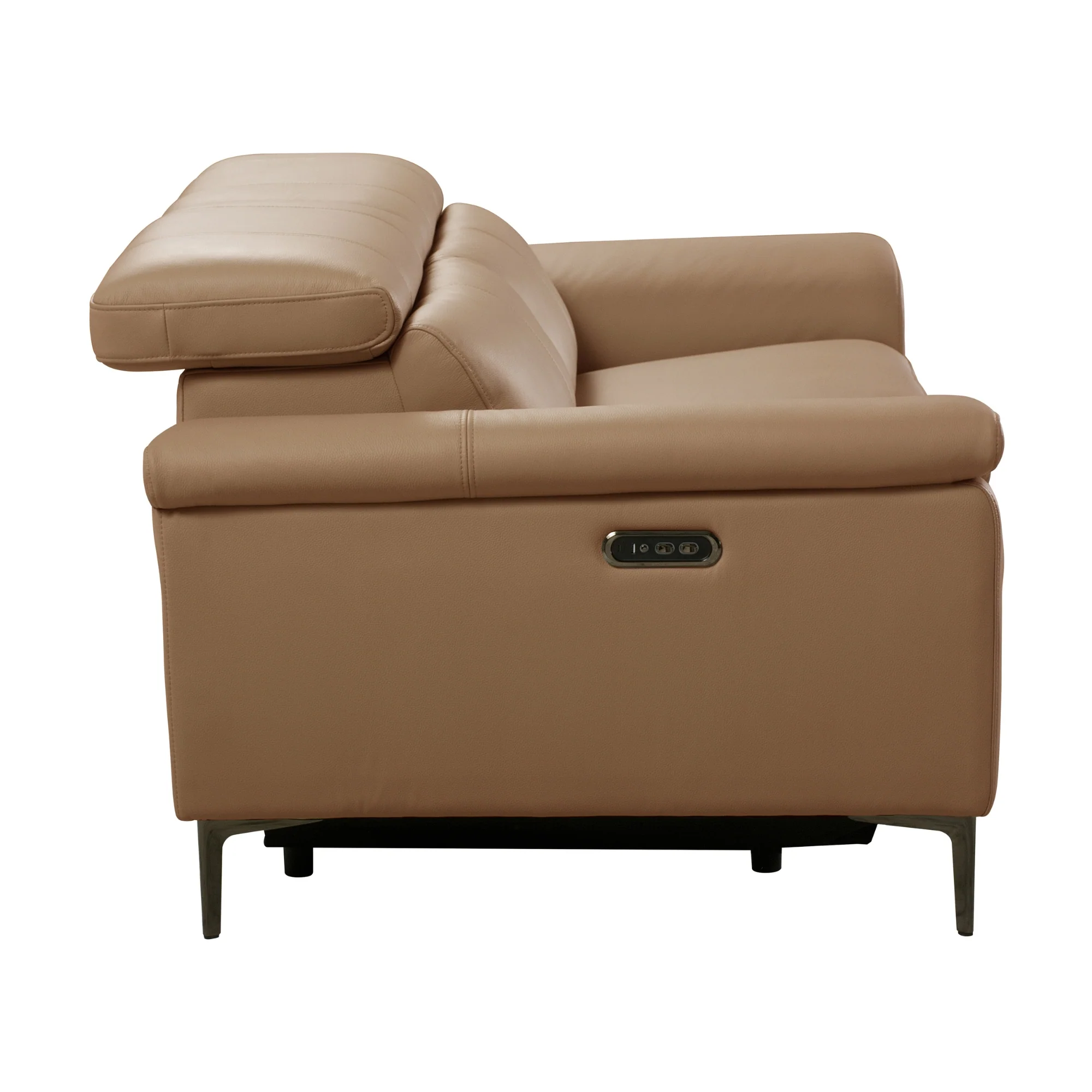 Capel 2 Seater Leather Electric Recliner Sofa Lounge Mocha Brown - Image 5