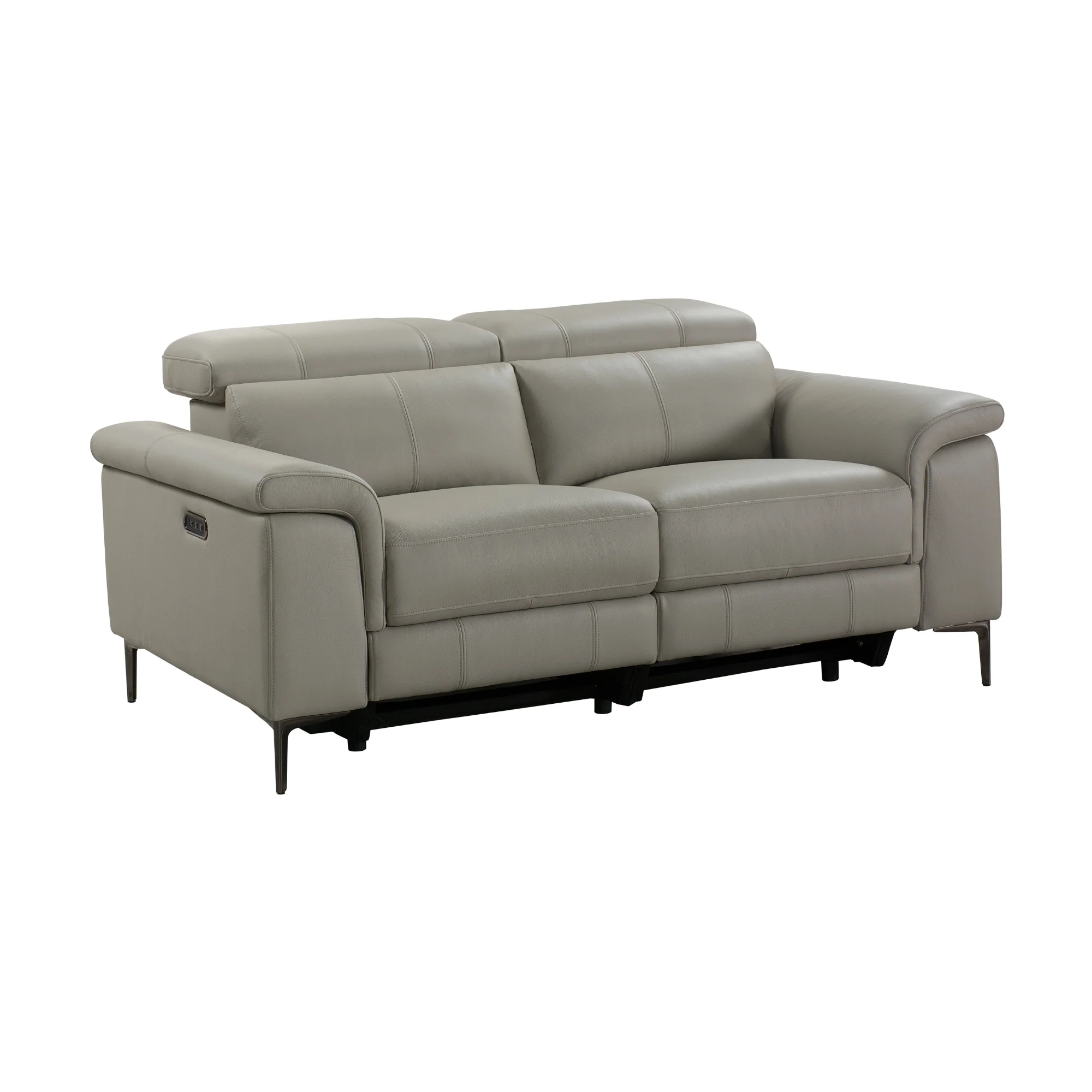 Capel 2 Seater Leather Electric Recliner Sofa Lounge Taupe Grey - Image 4