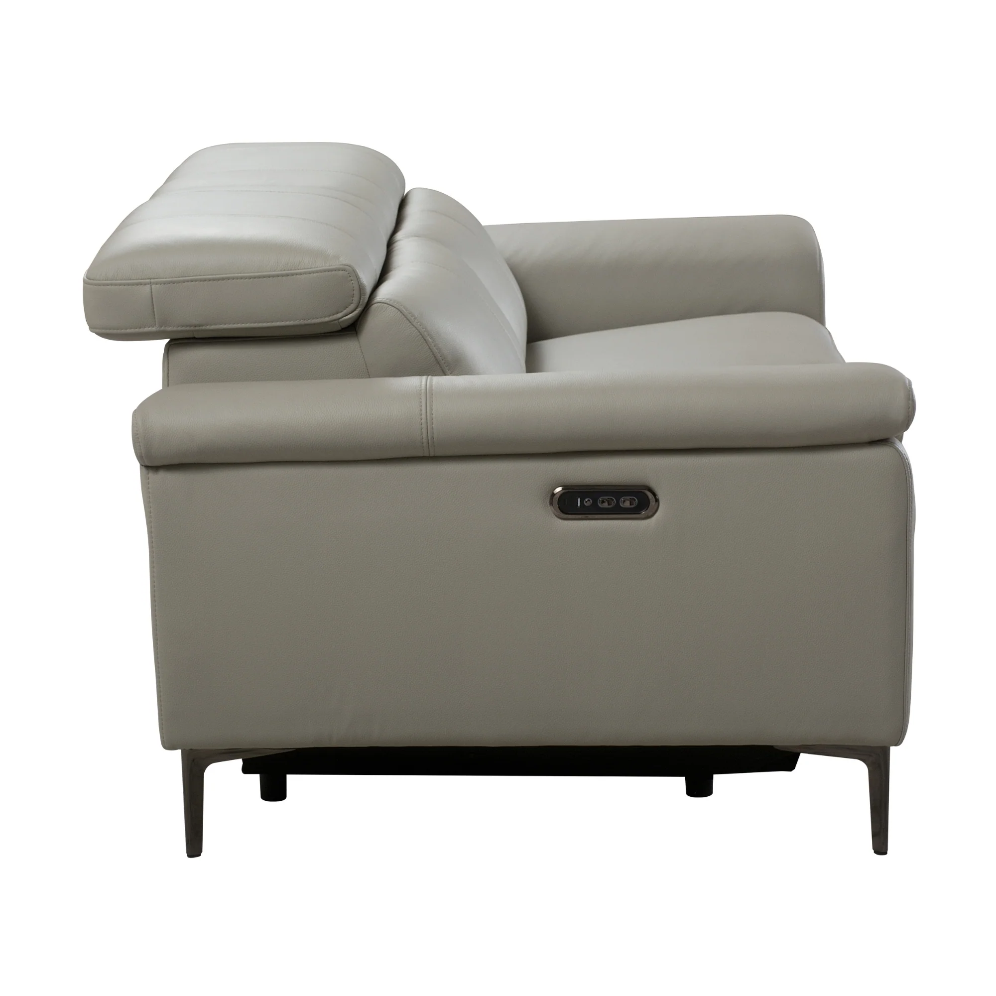 Capel 2 Seater Leather Electric Recliner Sofa Lounge Taupe Grey - Image 5