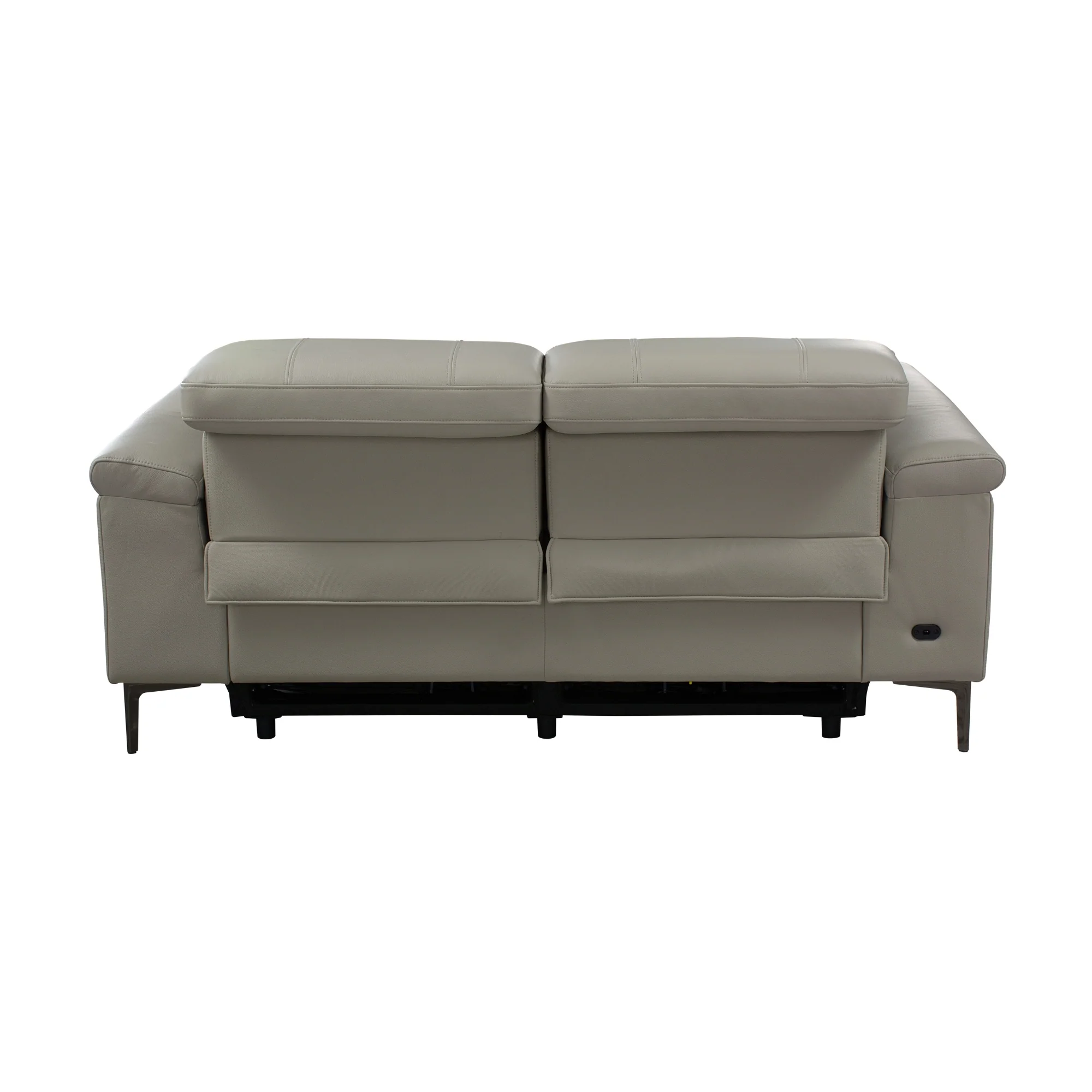Capel 2 Seater Leather Electric Recliner Sofa Lounge Taupe Grey - Image 6