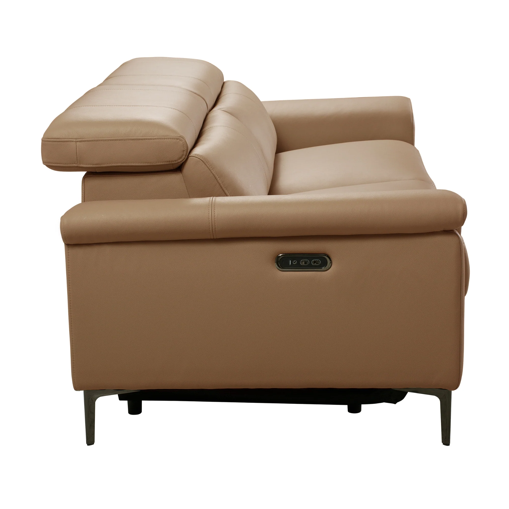 Capel 3 Seater Leather Electric Recliner Sofa Lounge Mocha Brown - Image 5