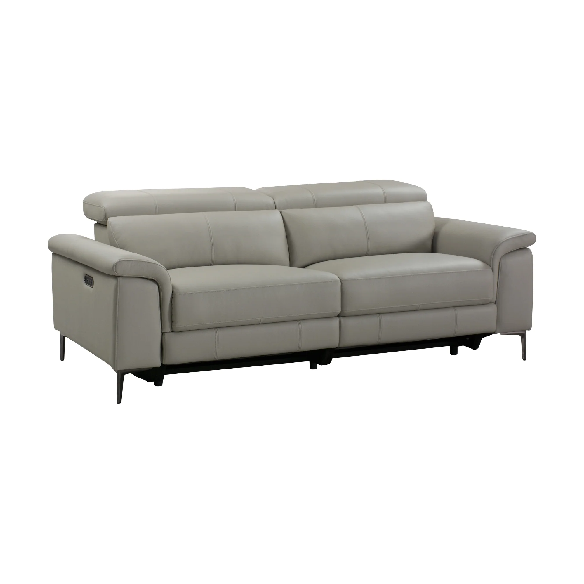 Capel 3 Seater Leather Electric Recliner Sofa Lounge Taupe Grey - Image 4