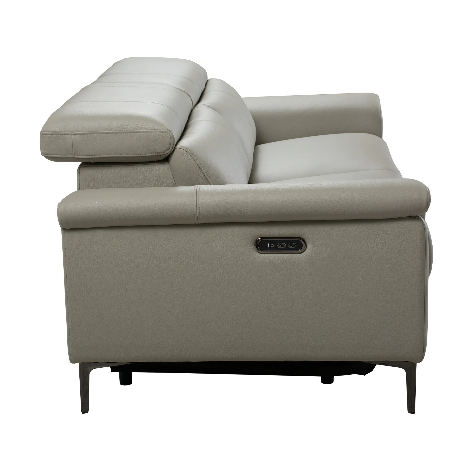 Capel 3 Seater Leather Electric Recliner Sofa Lounge Taupe Grey - Image 5