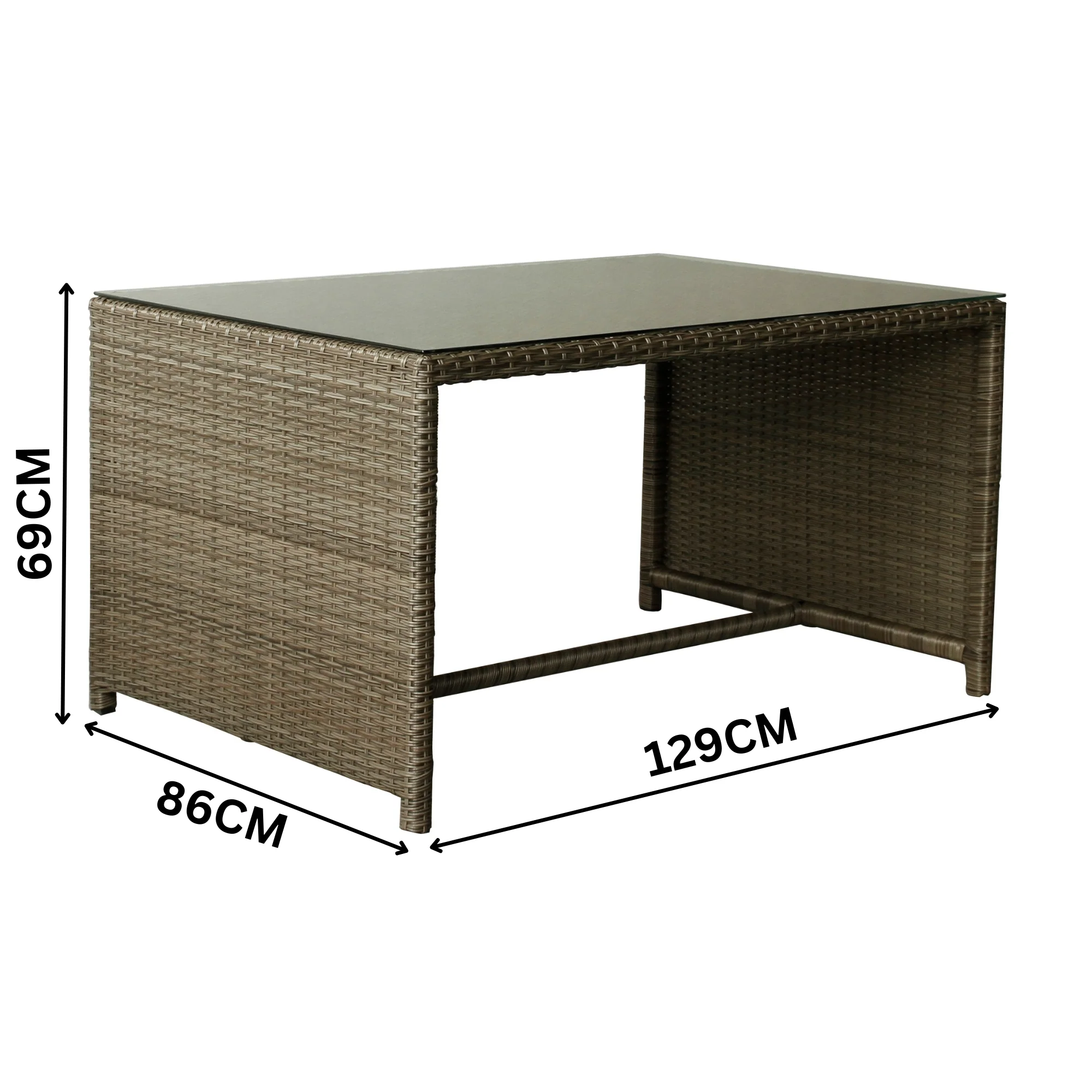 Carlo 6Pc Nested Wicker Dining Table Seat Bench Set Brown - Image 5